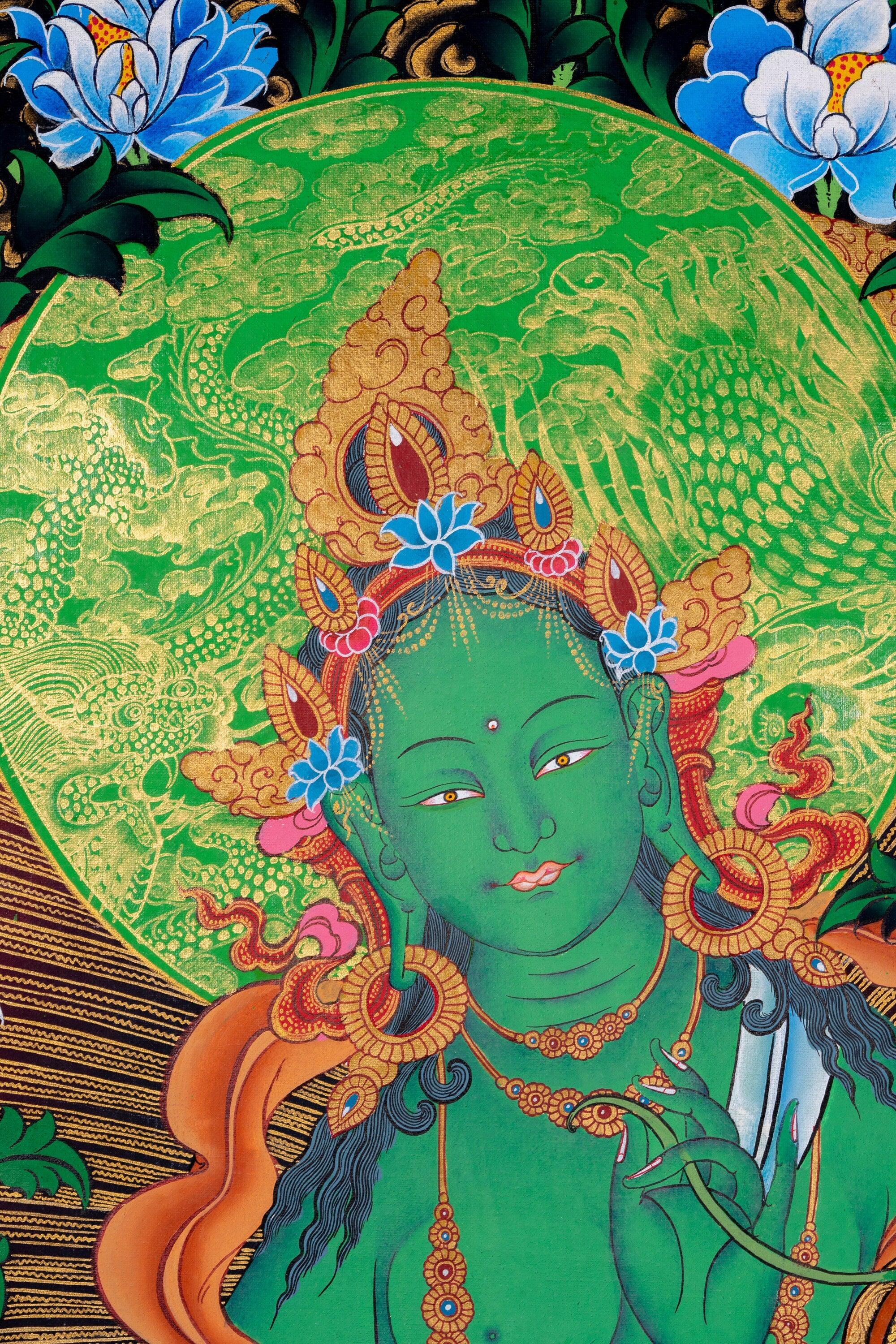 Green Tara Thangka - Himalayas Shop