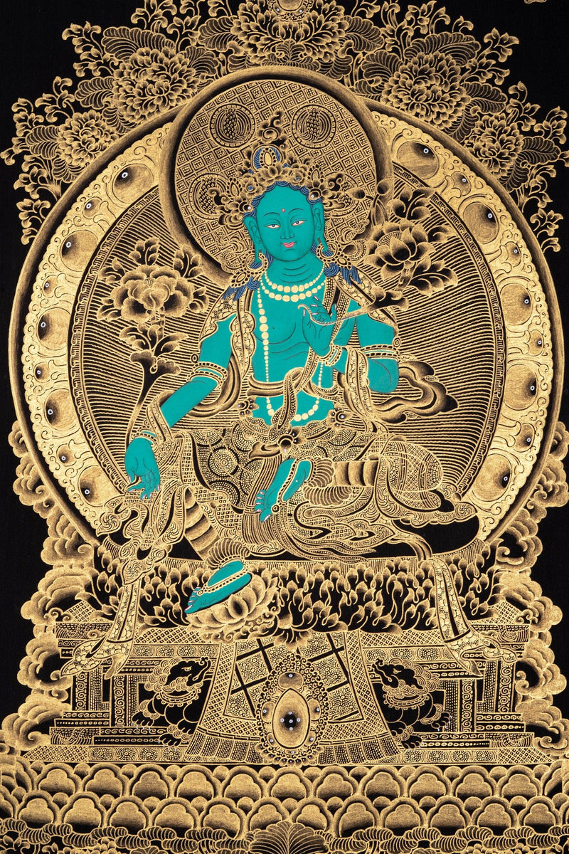 Green Tara Thangka Painting - Himalayas Shop