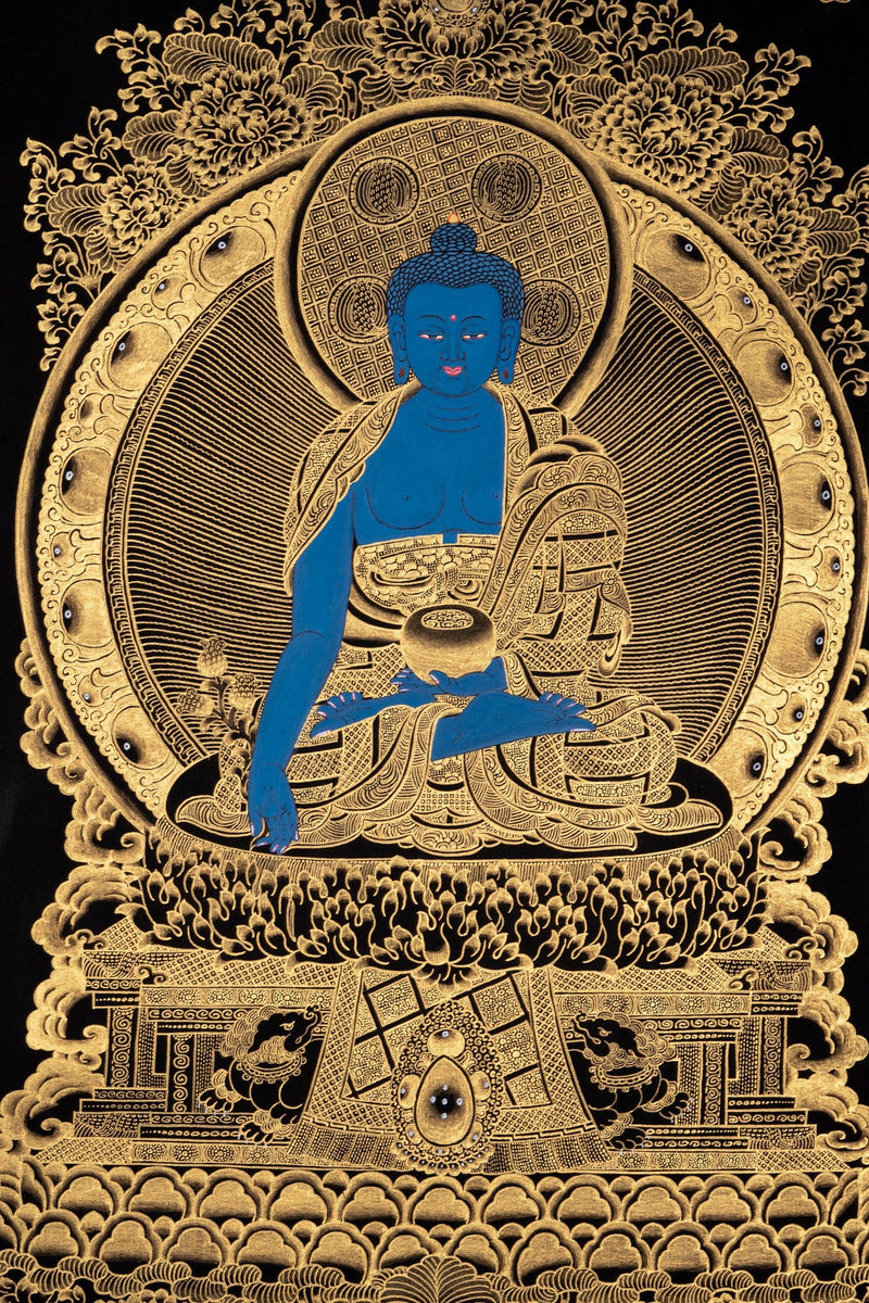 Thangka painting of Bhaisajyaguru - Himalayas Shop
