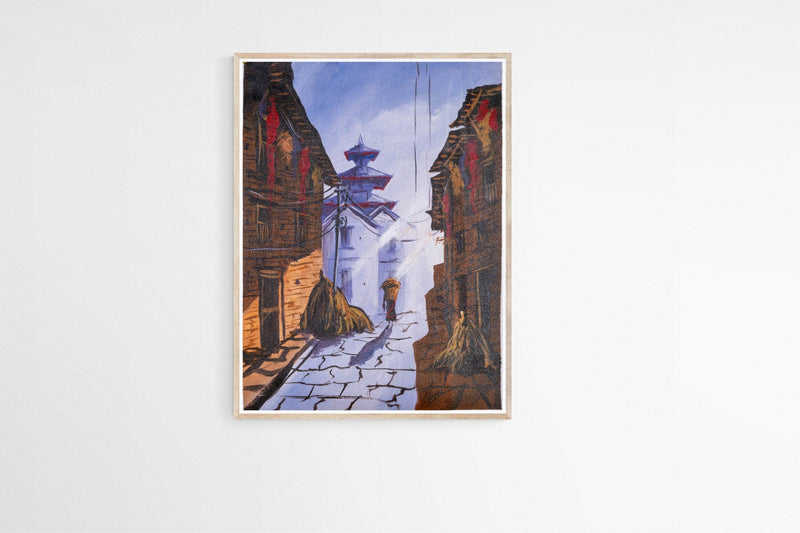 Street of Kathmandu Valley- Wall hanging painting