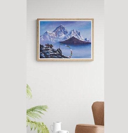 Oil painting of Mount Everest front view - Himalayas Shop