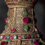 Tibetan Crystal Vase handmade with Ruby and emerald