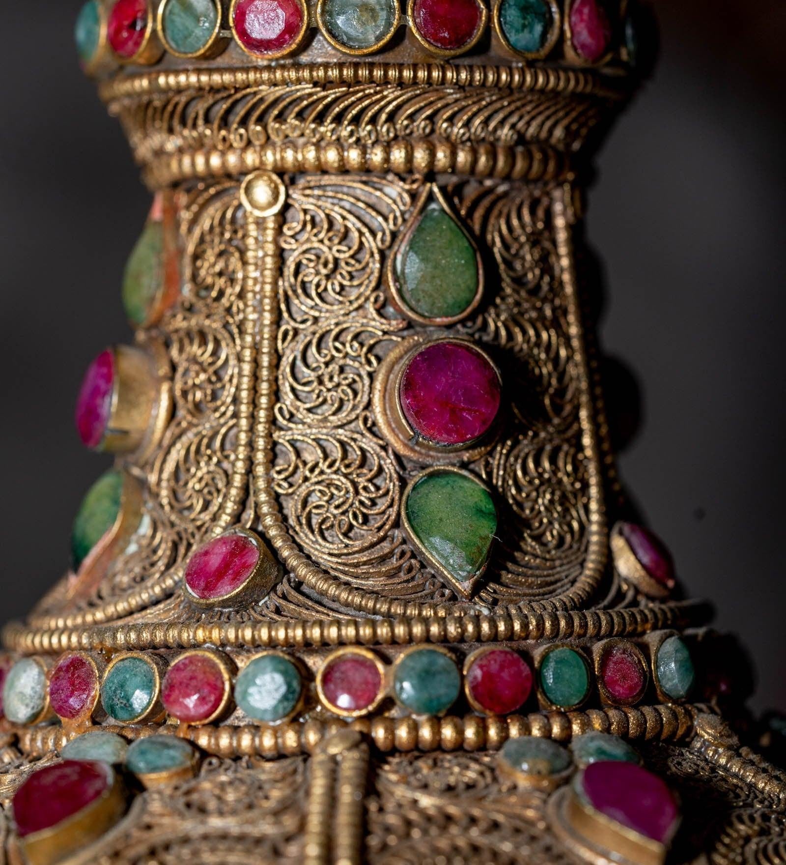 Tibetan Crystal Vase handmade with Ruby and emerald