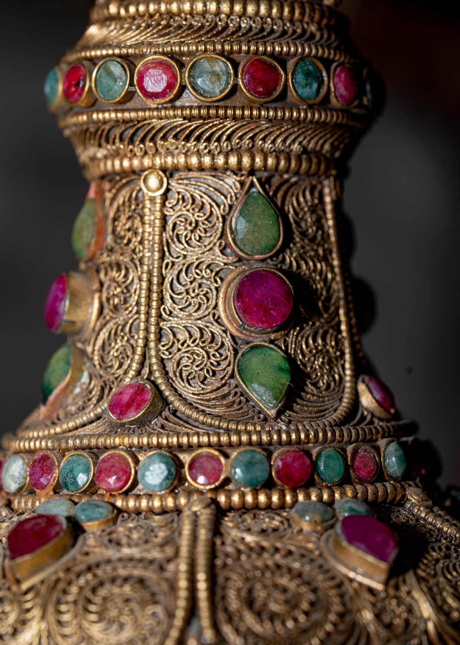 Tibetan Crystal Vase handmade with Ruby and emerald