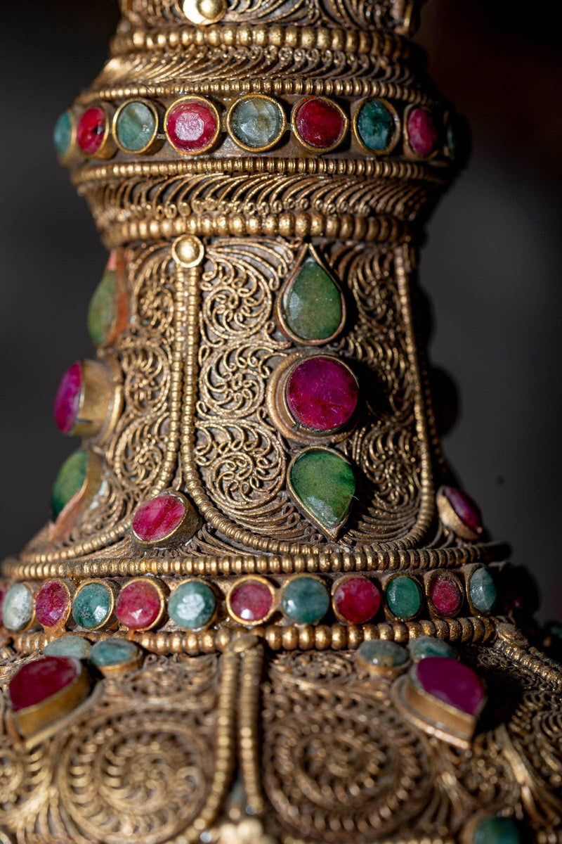 Tibetan Crystal Vase handmade with Ruby and emerald