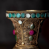 Tibetan Crystal Vase handmade with Ruby and emerald
