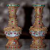 Tibetan Crystal Vase handmade  with Ruby and emerald