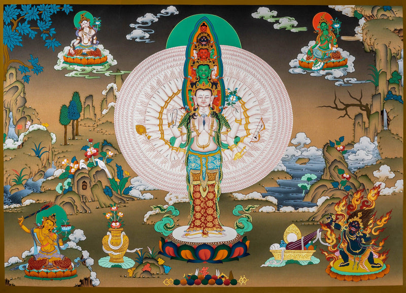 1000 Armed Avalokiteshvara Thangka Painting - Himalayas Shop
