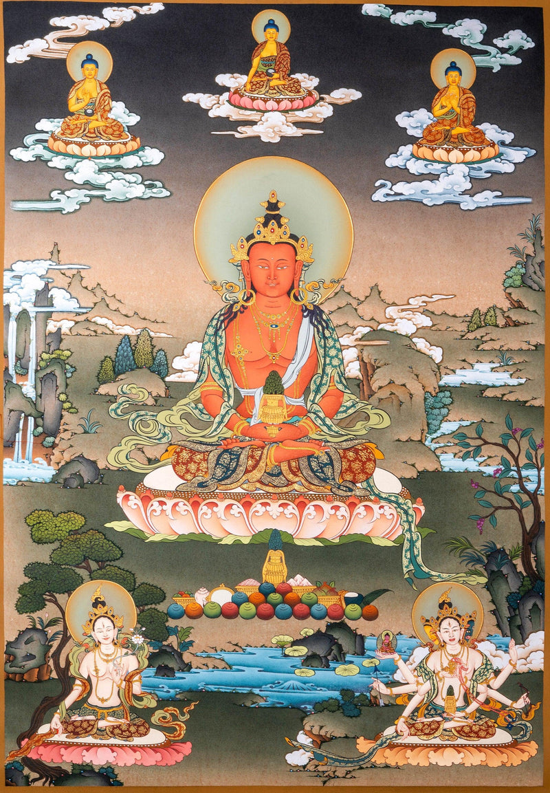 Amitayus Buddha Thangka painting - Himalayas Shop