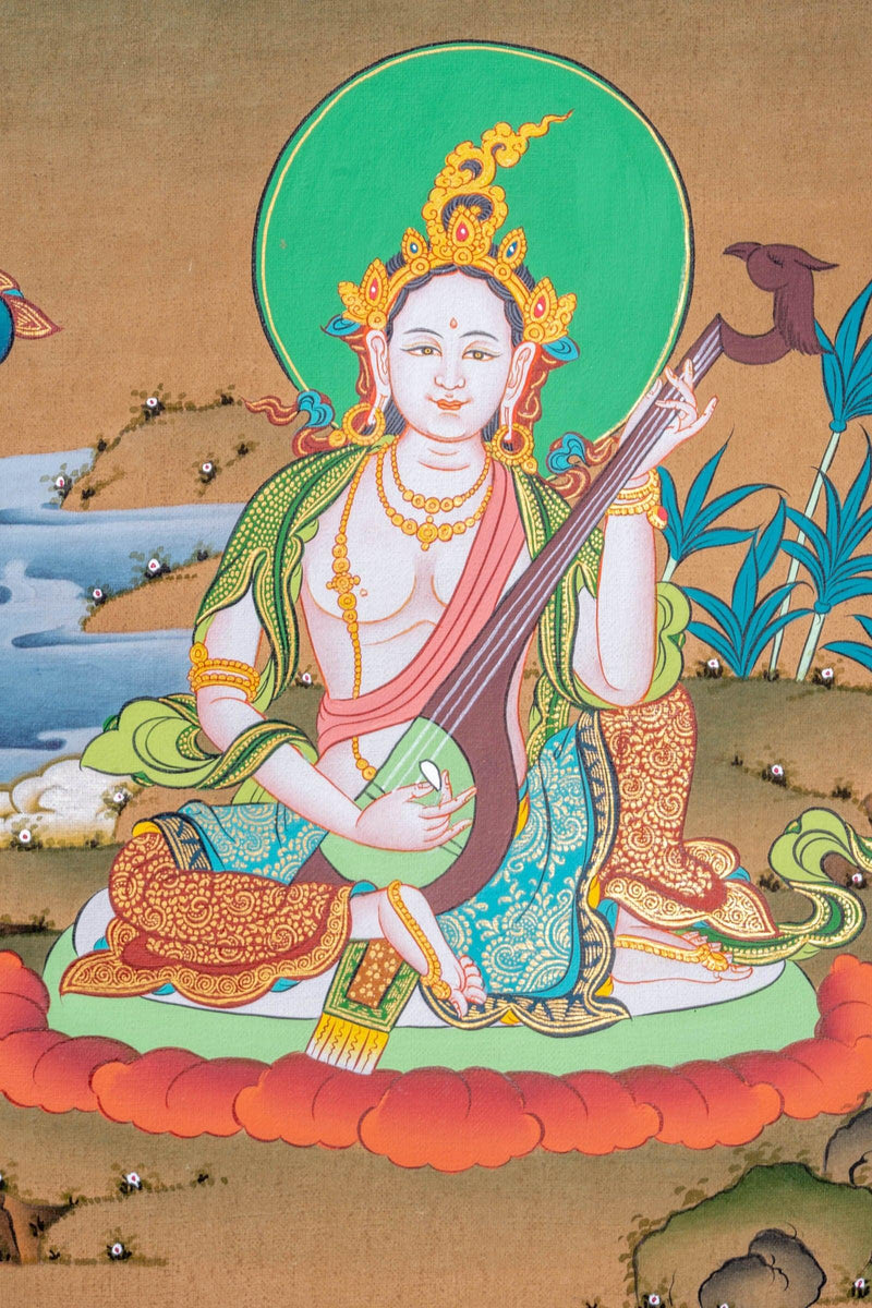 Green Tara Tibetan Thangka Painting - Himalayas Shop