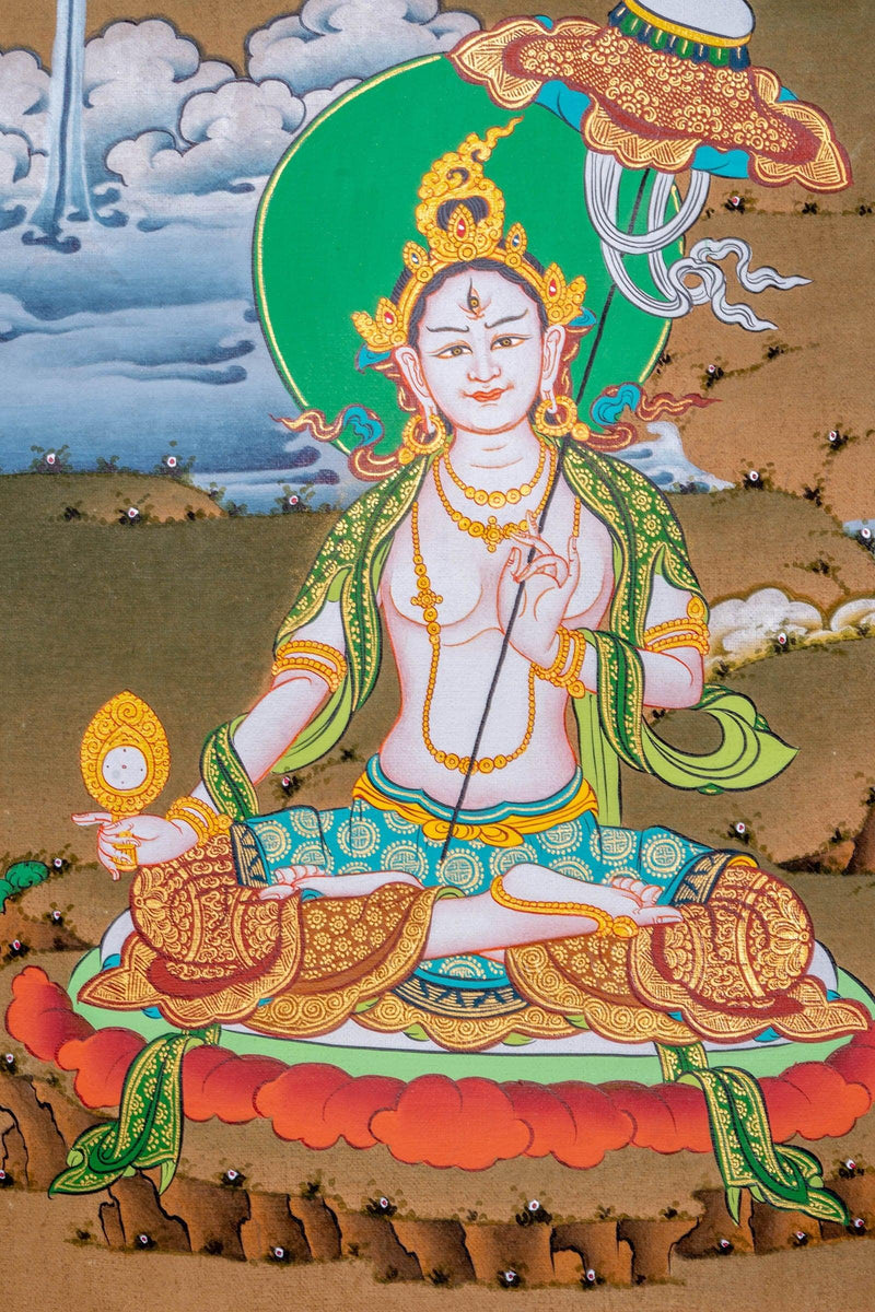 Green Tara Tibetan Thangka Painting - Himalayas Shop
