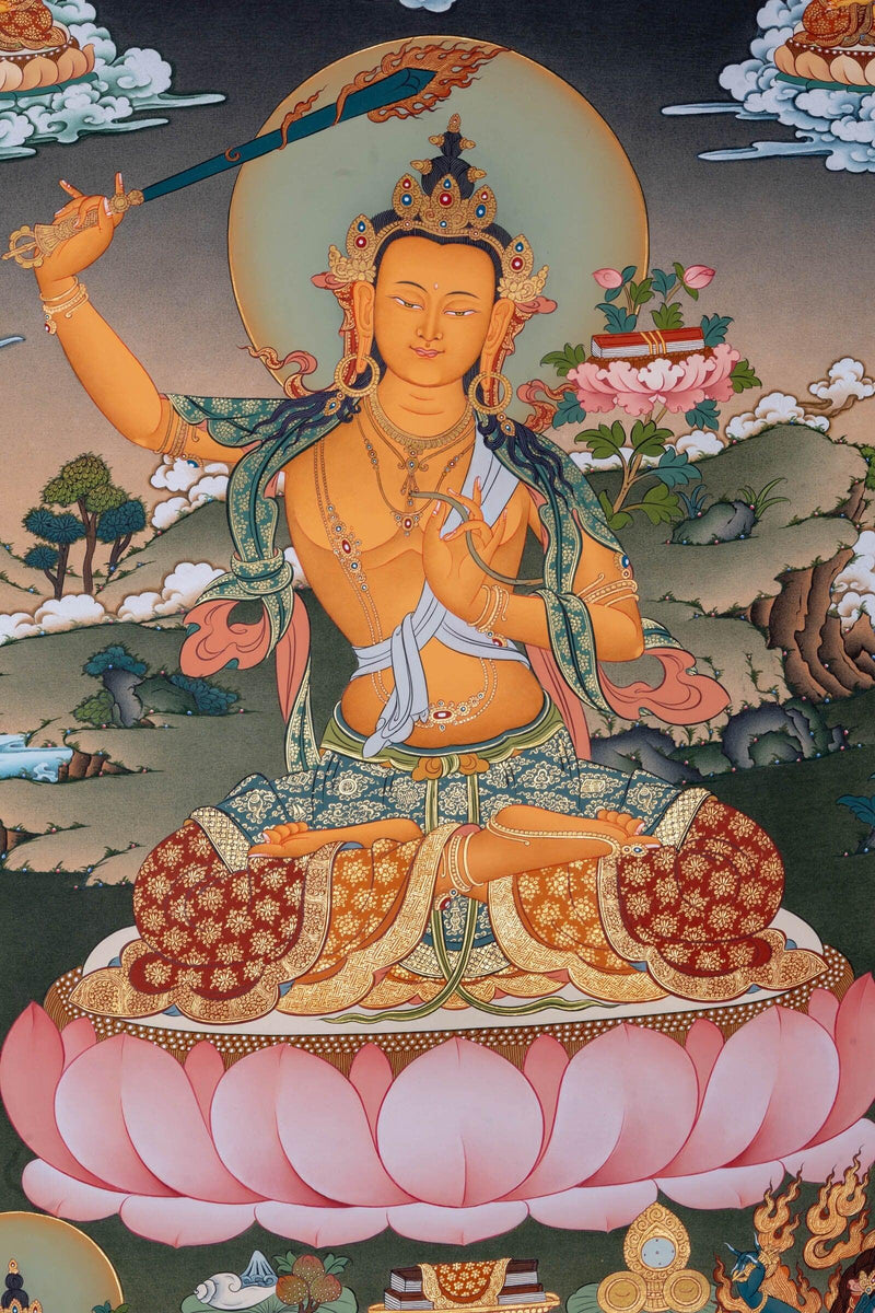 Manjushri Thangka Painting - Himalayas Shop