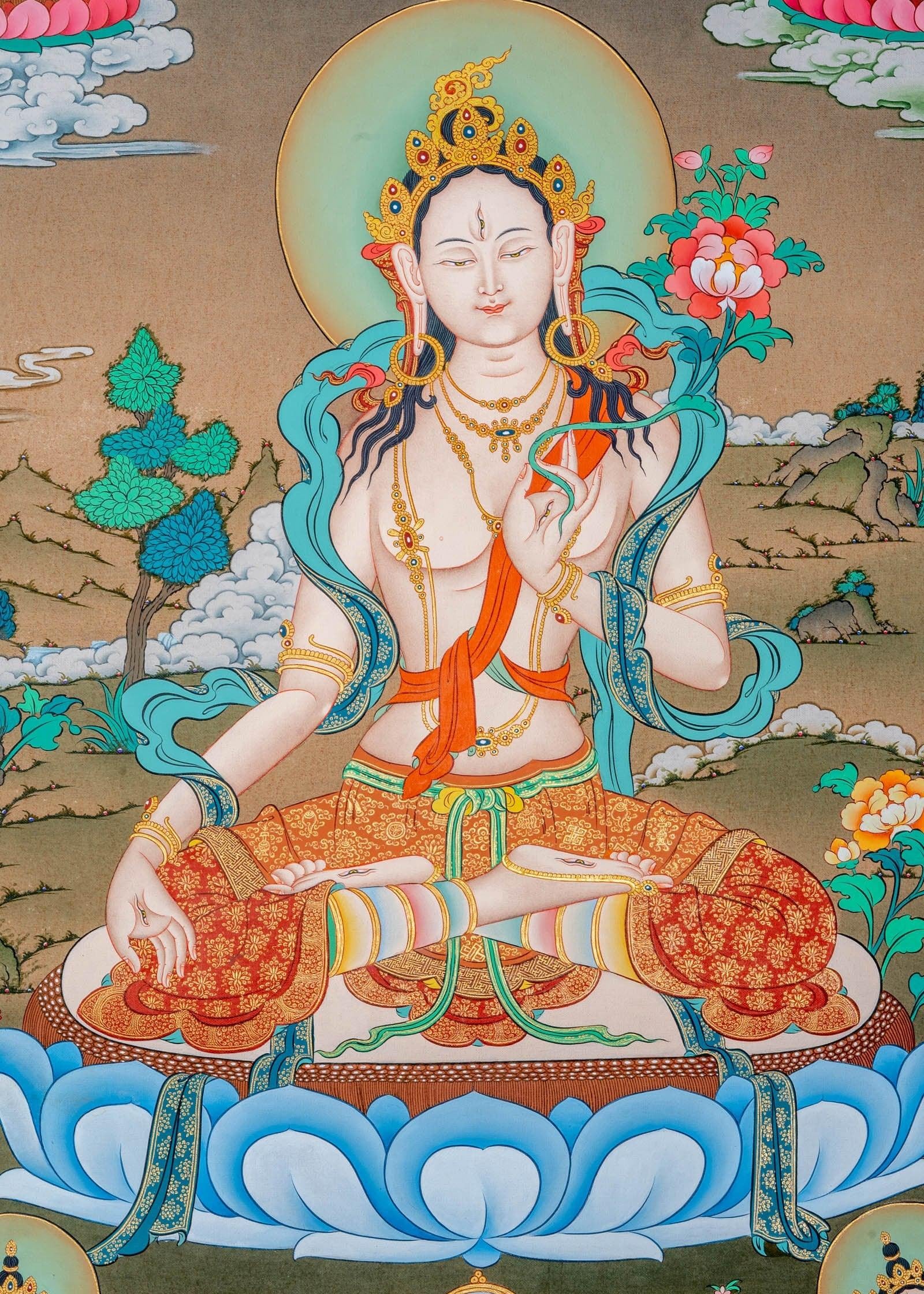 White Tara Thangka Painting - Himalayas Shop