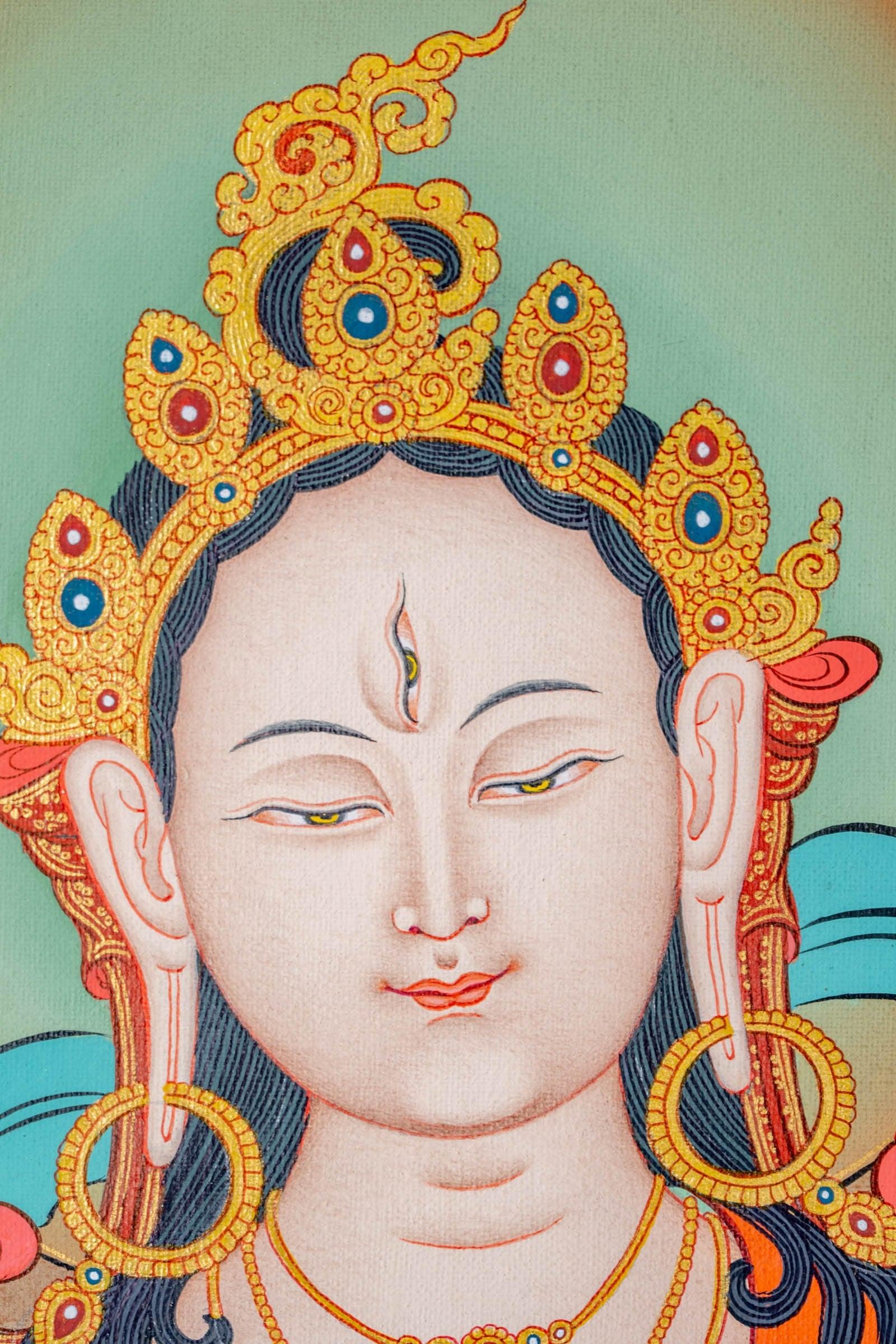 White Tara Thangka Painting - Himalayas Shop