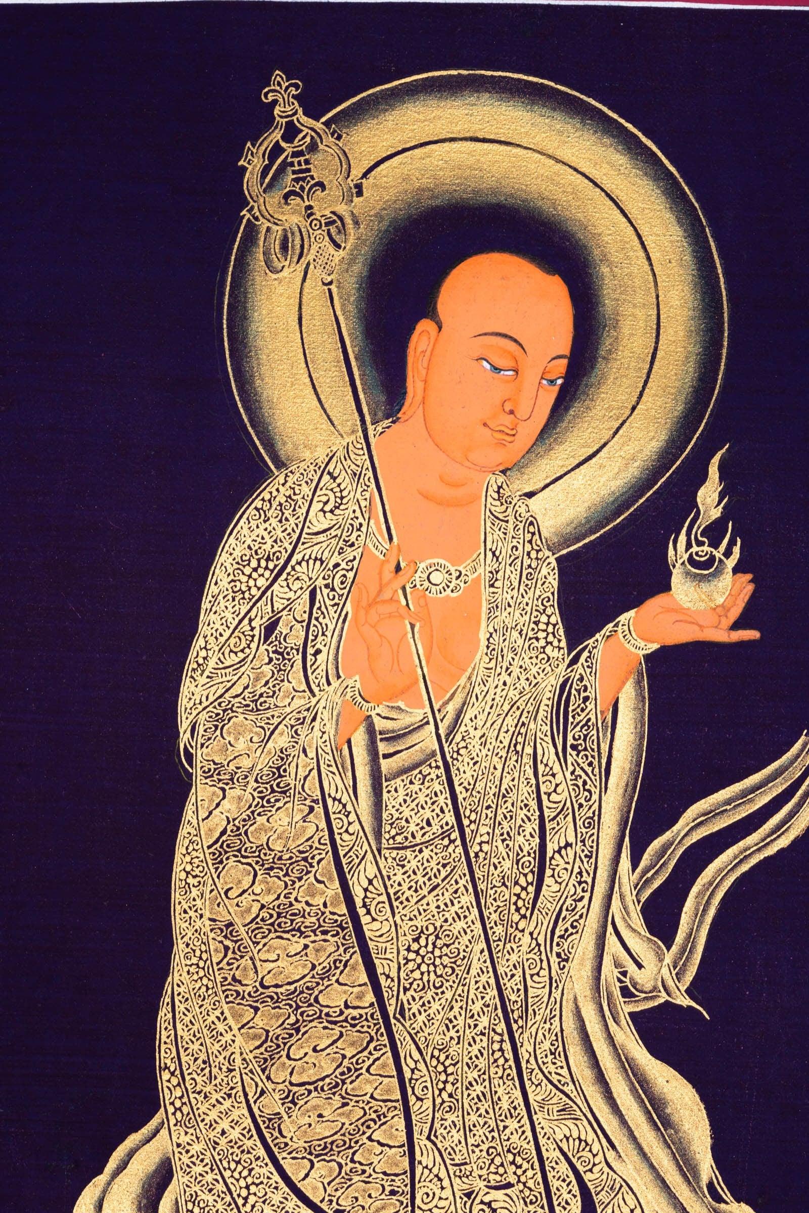 Ksitigarbha Bosatsu Hand Painted Thangka - Himalayas Shop