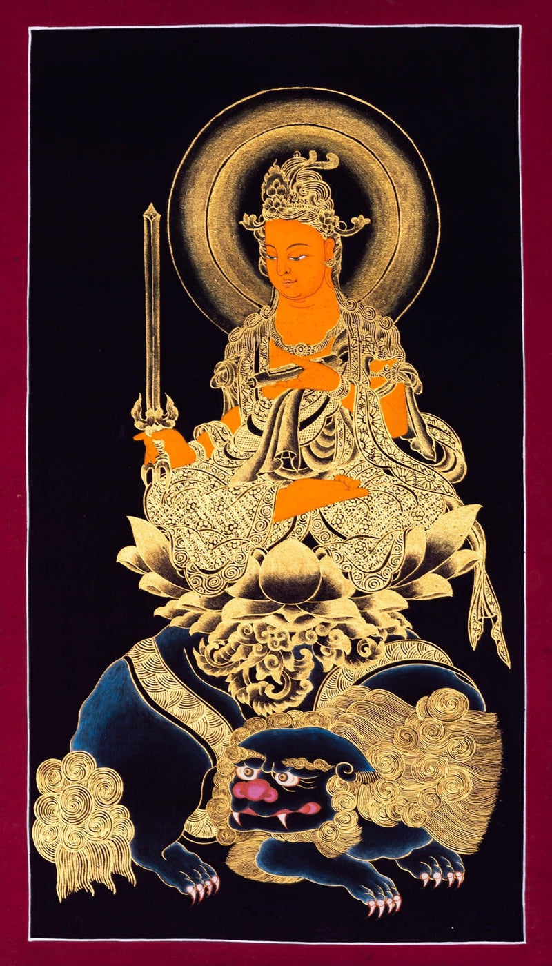 Japanese Monju Bosatu Thangka Painting - Himalayas Shop