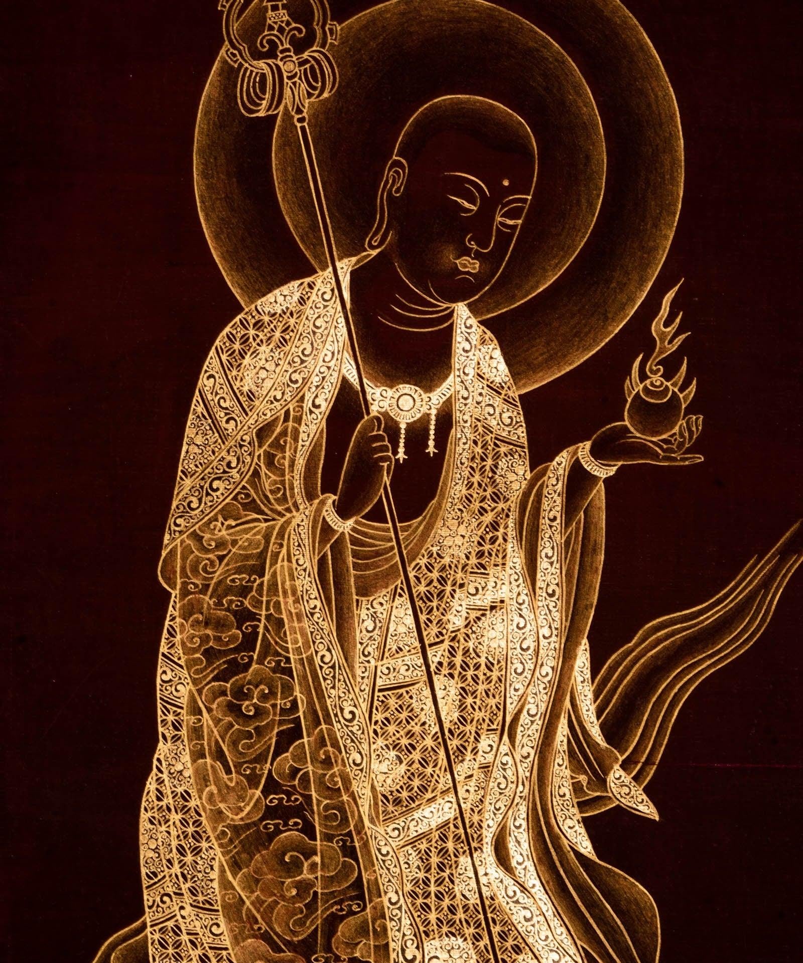 Ksitigarbha Bosatsu Thangka Painting - Himalayas Shop
