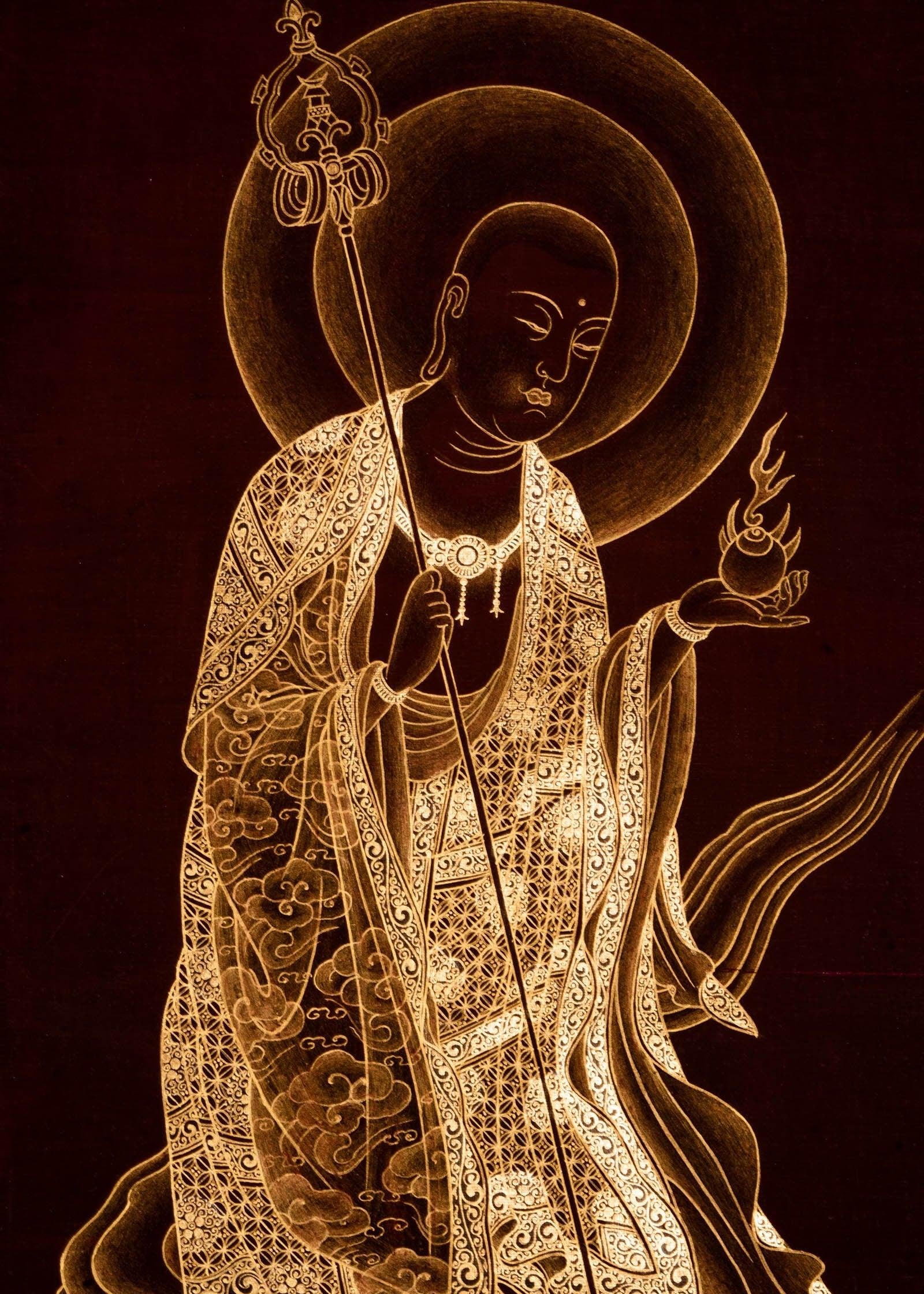 Ksitigarbha Bosatsu Thangka Painting - Himalayas Shop