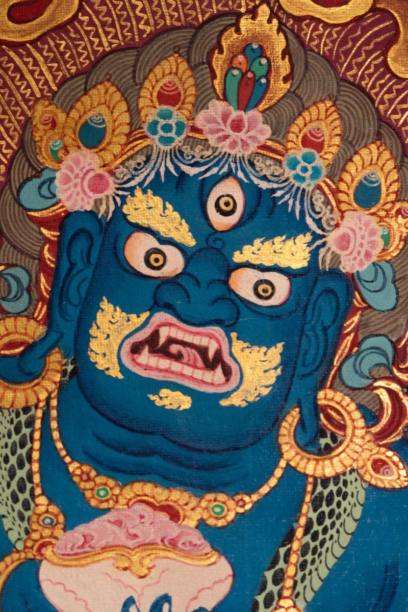 Black Zambala Stone art antique collection piece high quality Thangka art.