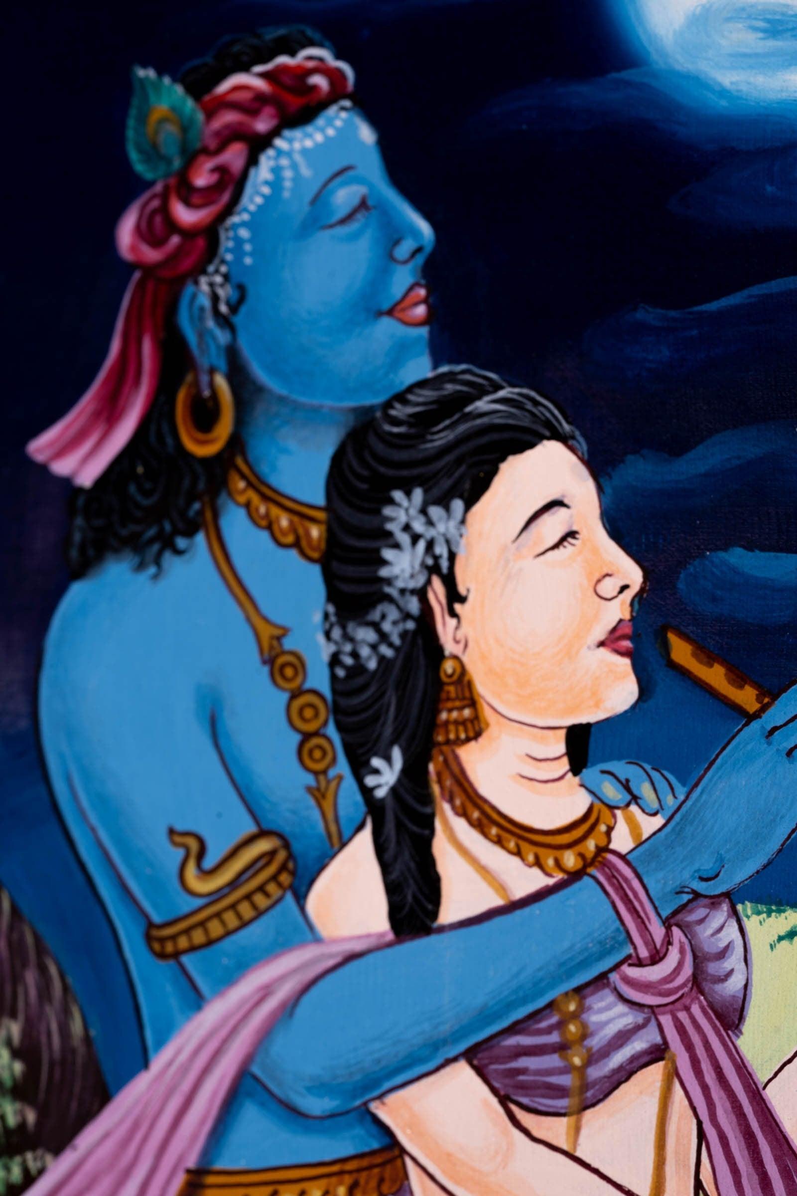 Thangka painting of Radha Krishna