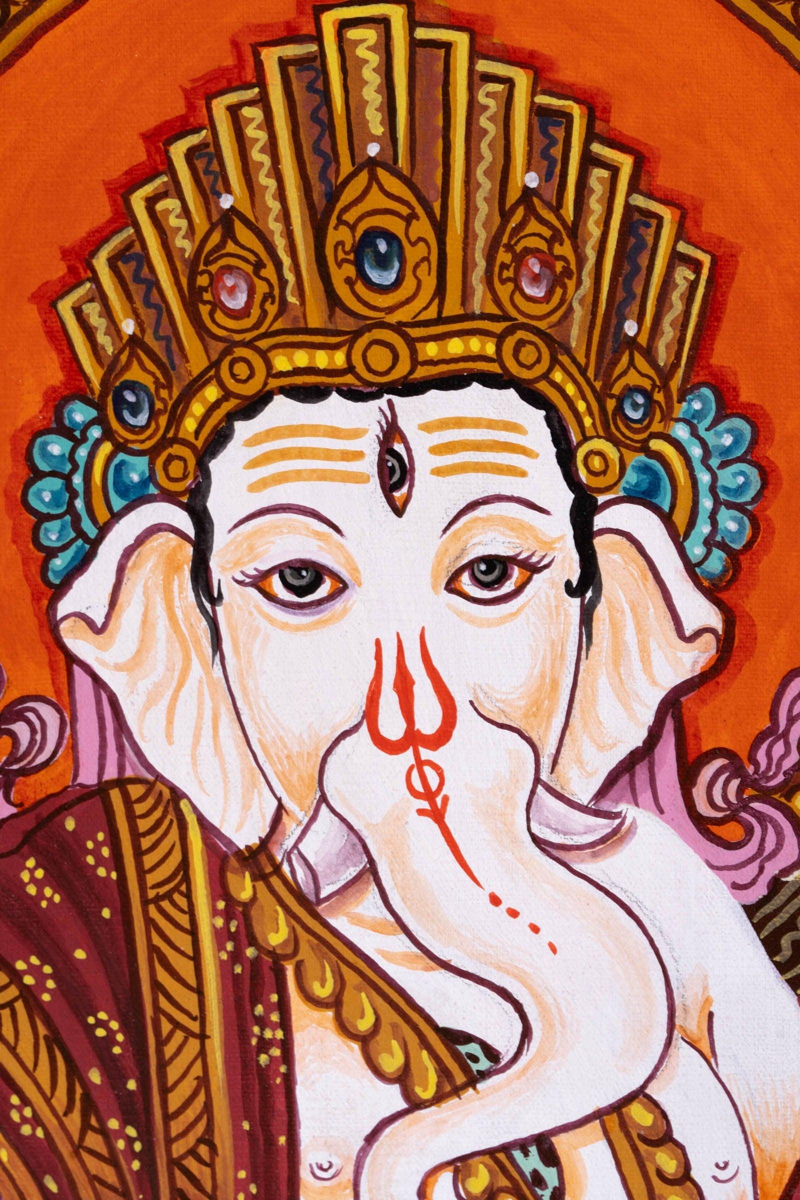 Hindu Deity Shri Ganesh Thangka Painting