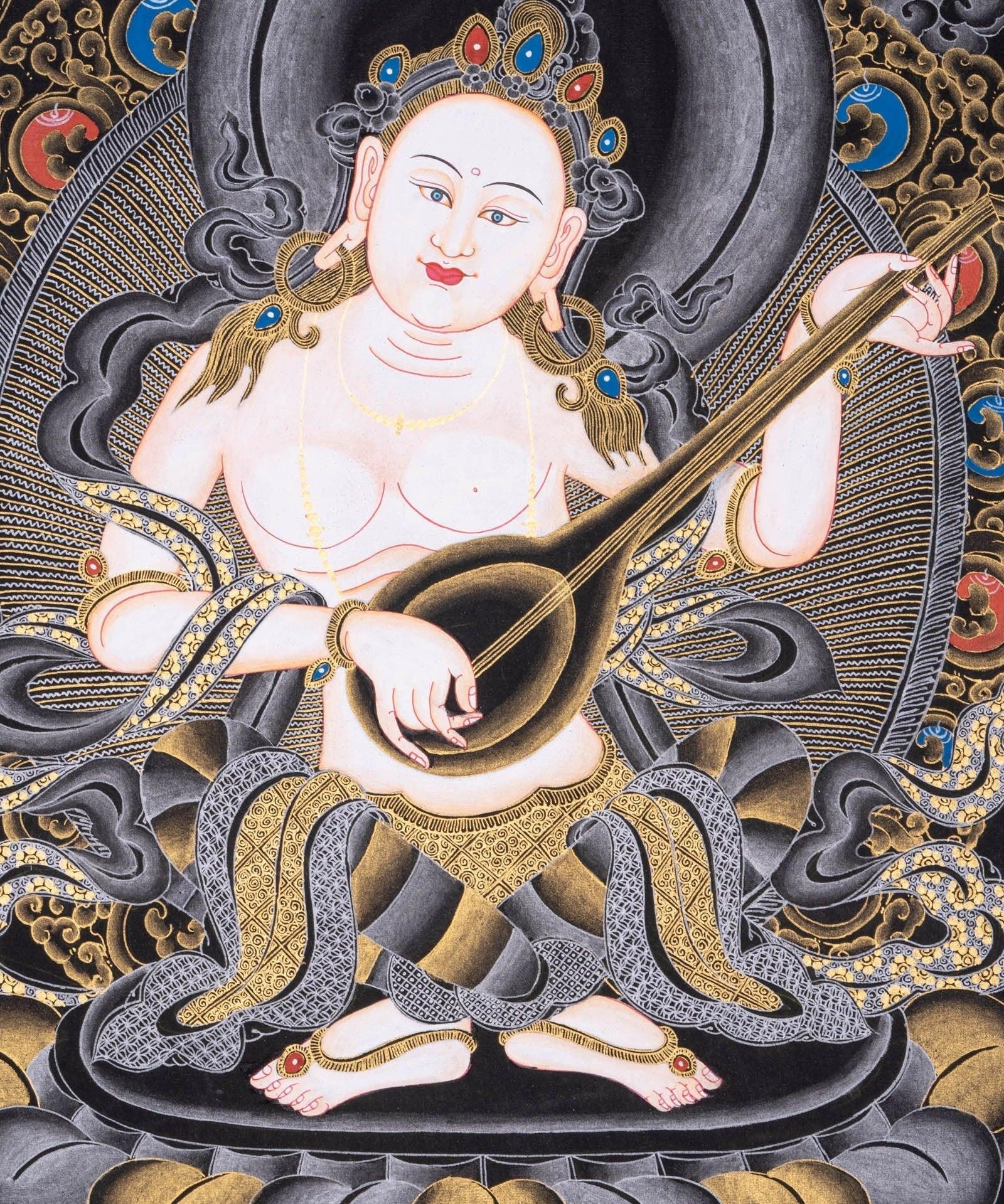 Handmade Thangka Painting of Saraswoti