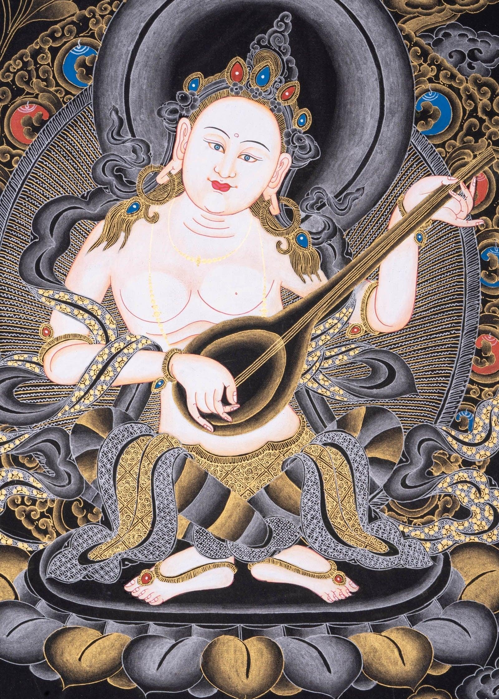 Handmade Thangka Painting of Saraswoti