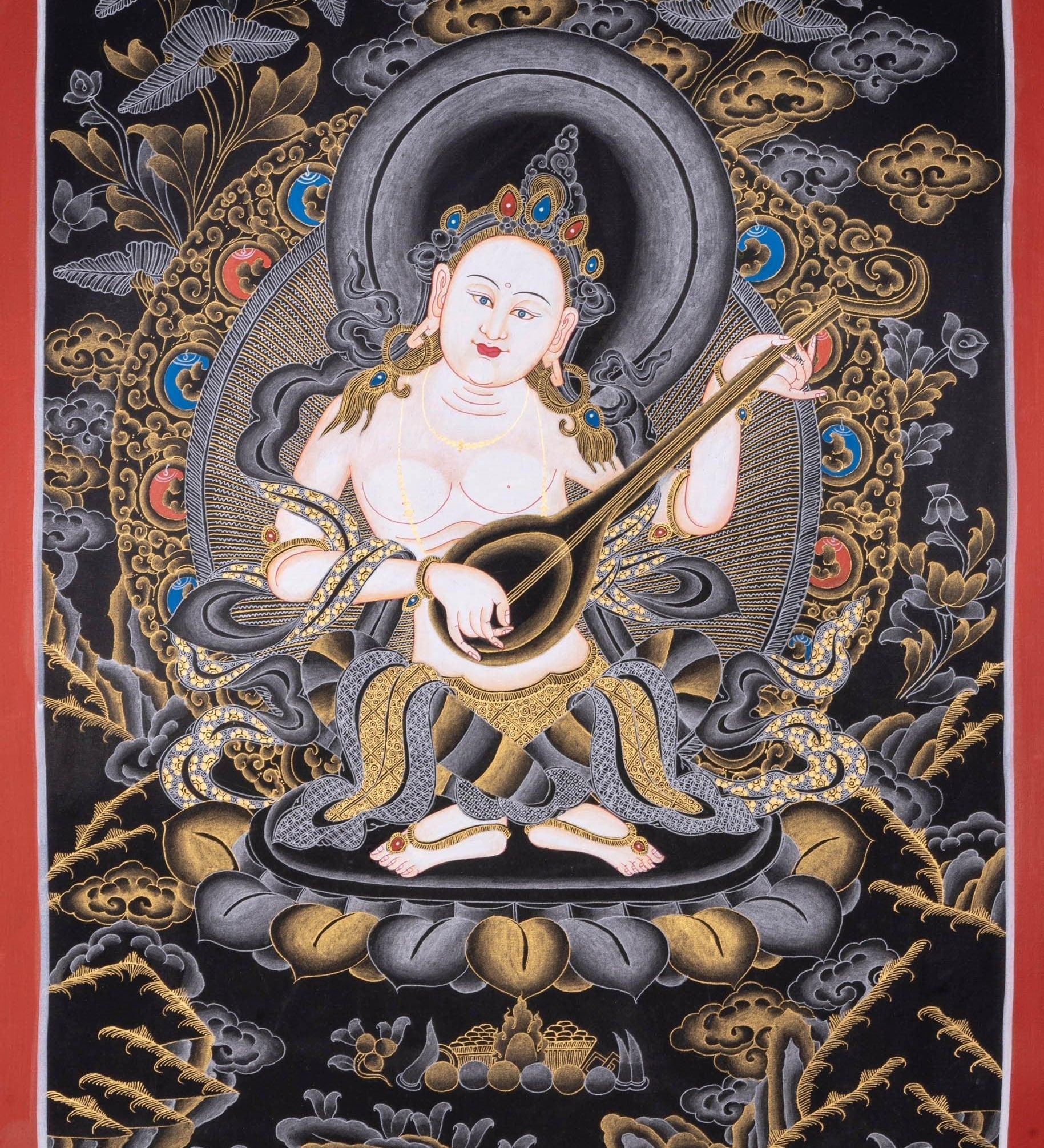 Handmade Thangka Painting of Saraswoti