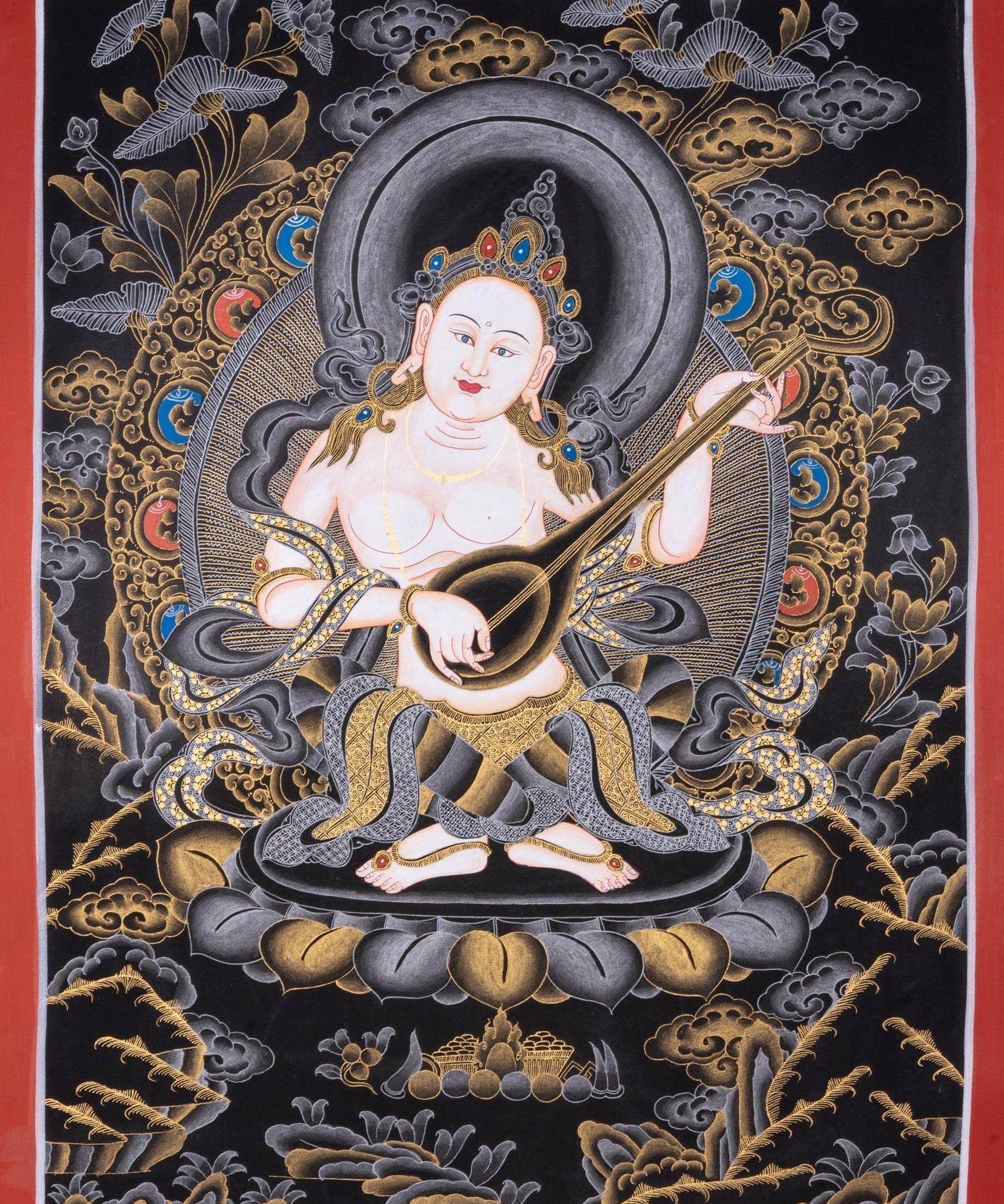 Handmade Thangka Painting of Saraswoti
