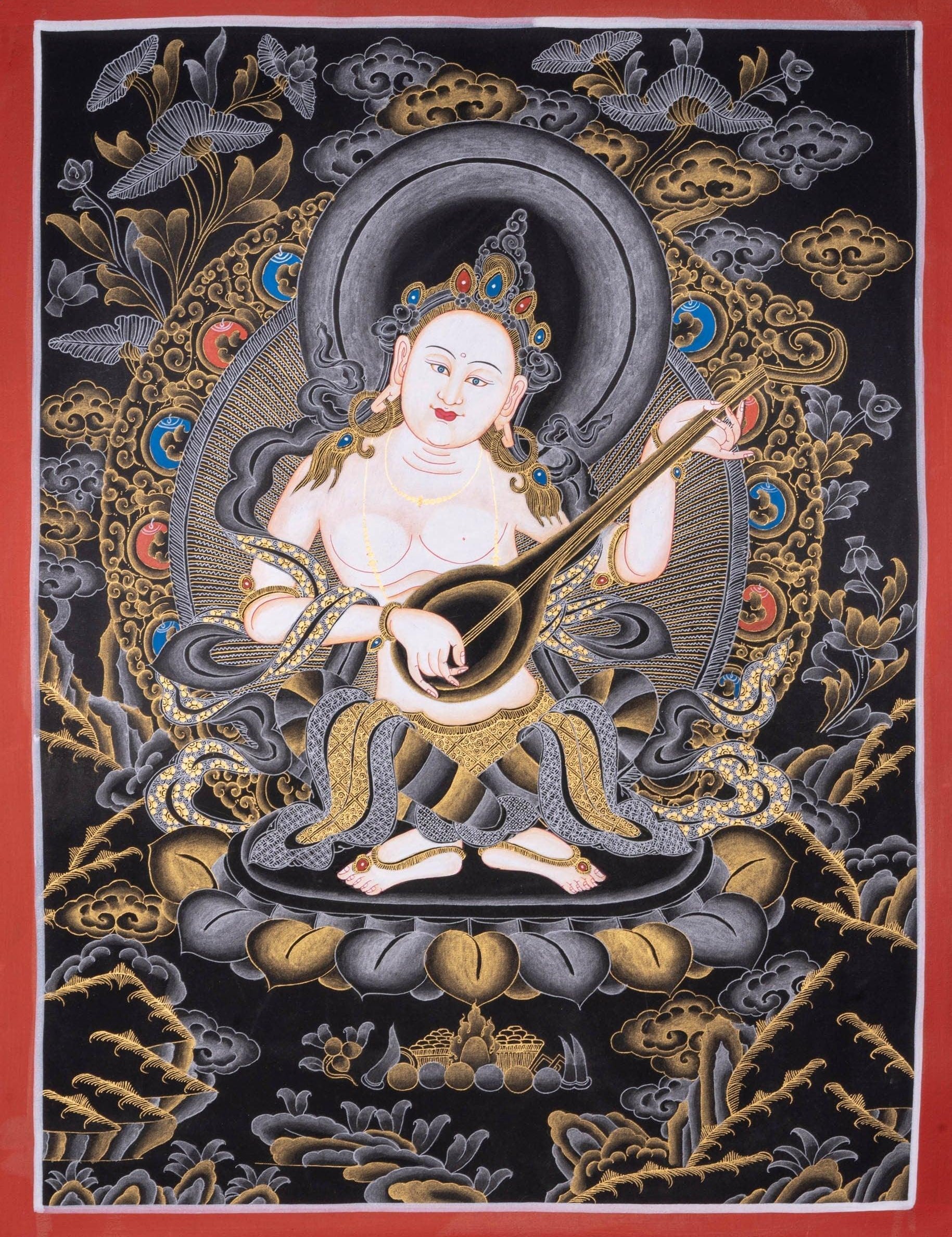 Handmade Thangka Painting of Saraswoti