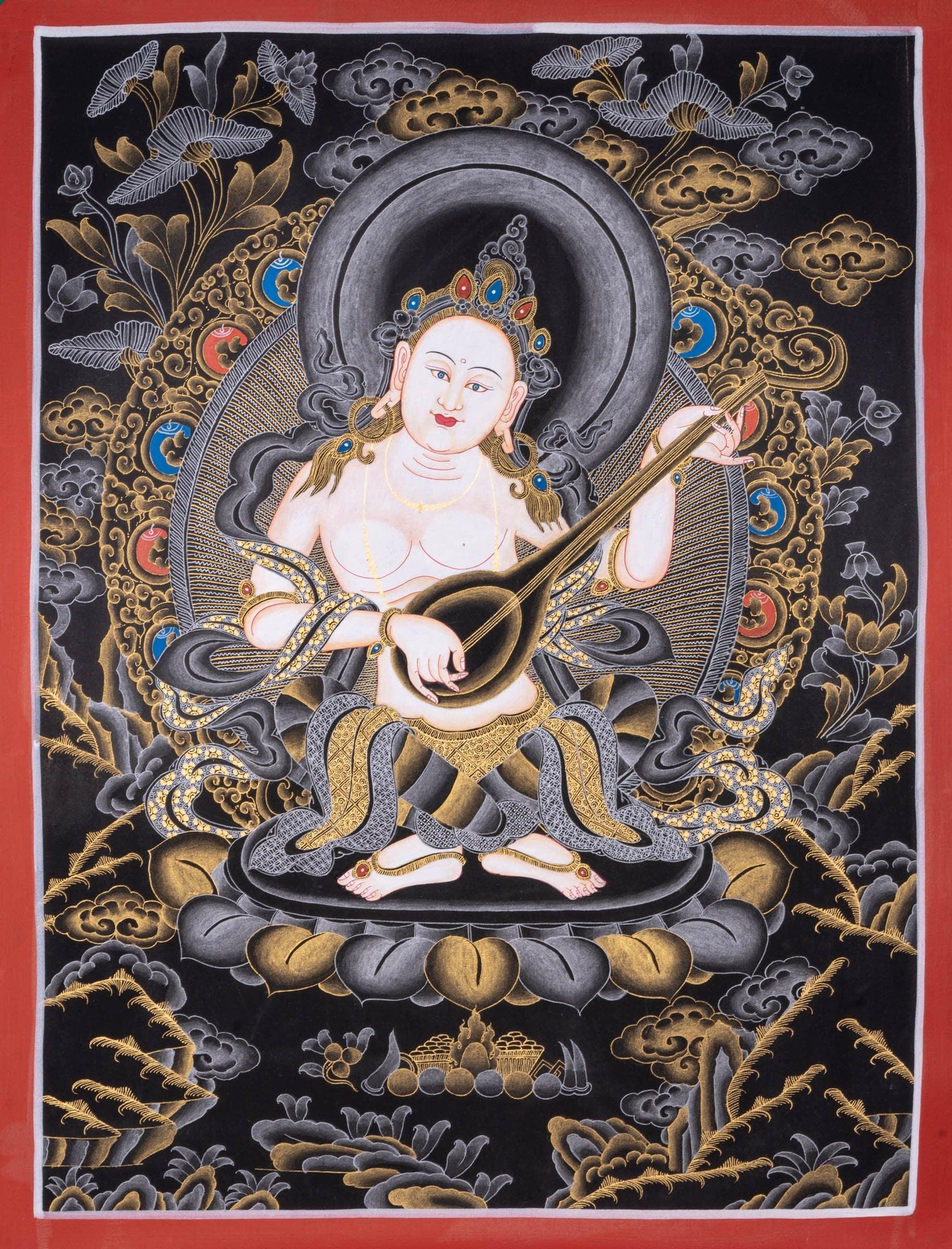 Handmade Thangka Painting of Saraswoti