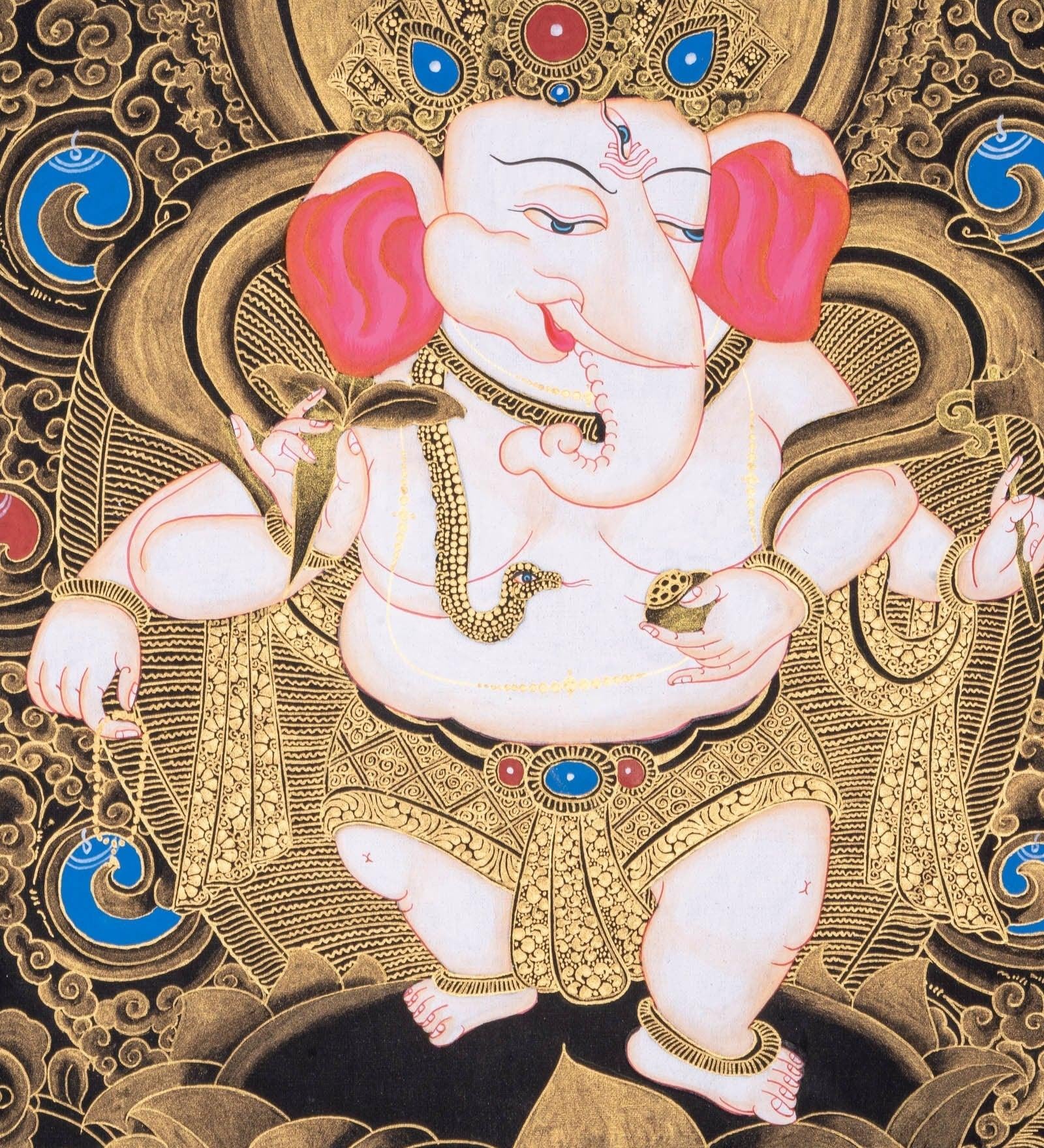Handmade Shri Ganesh Thangka Painting