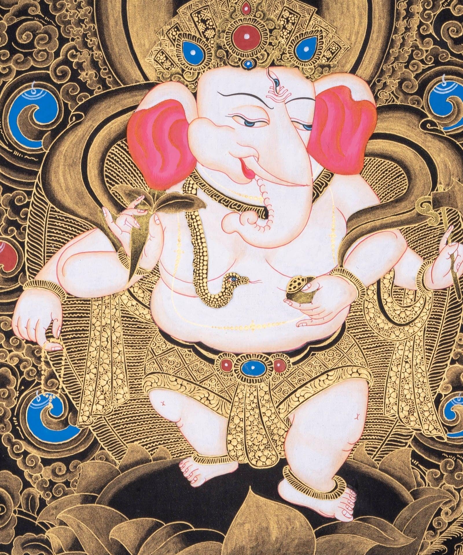 Handmade Shri Ganesh Thangka Painting