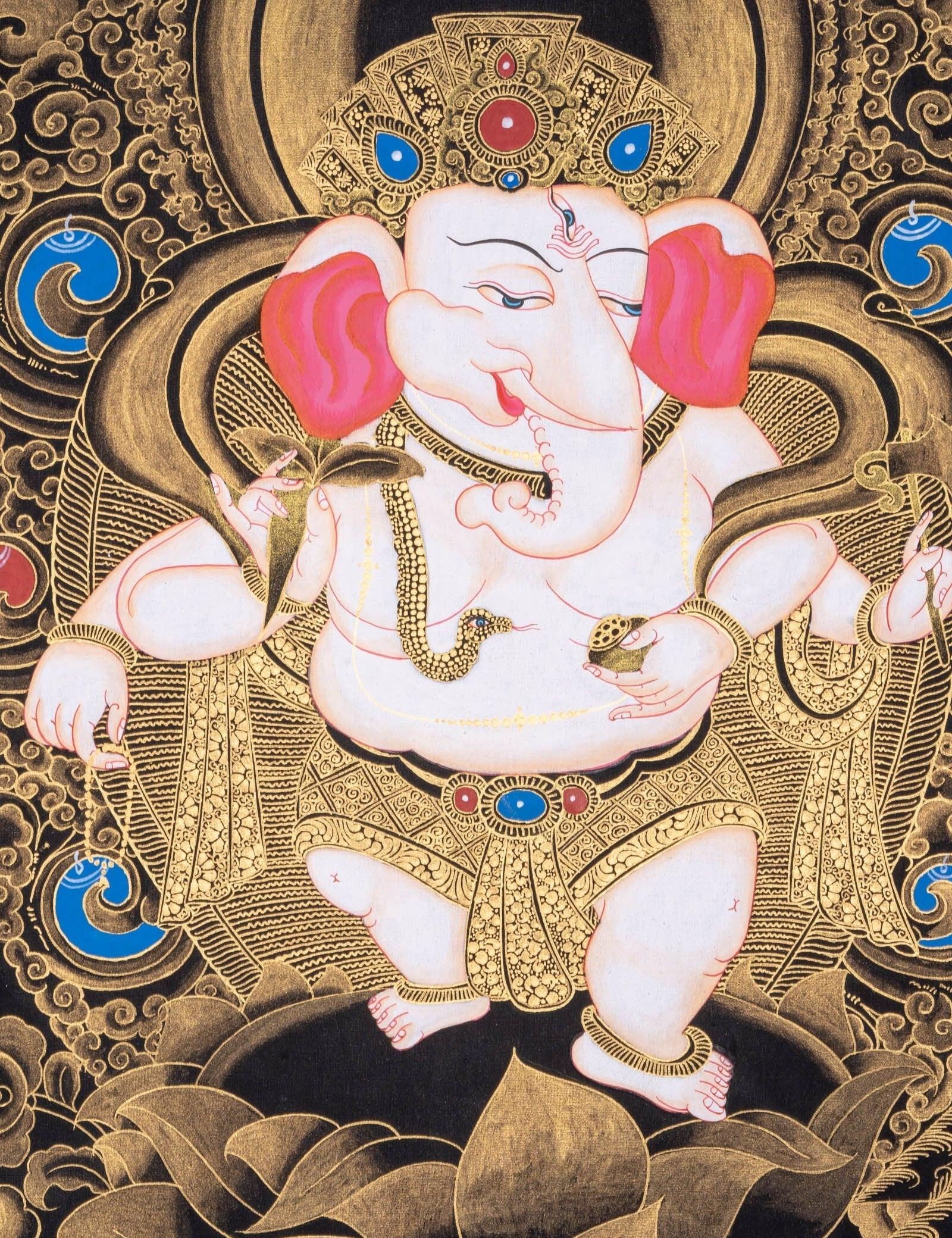 Handmade Shri Ganesh Thangka Painting