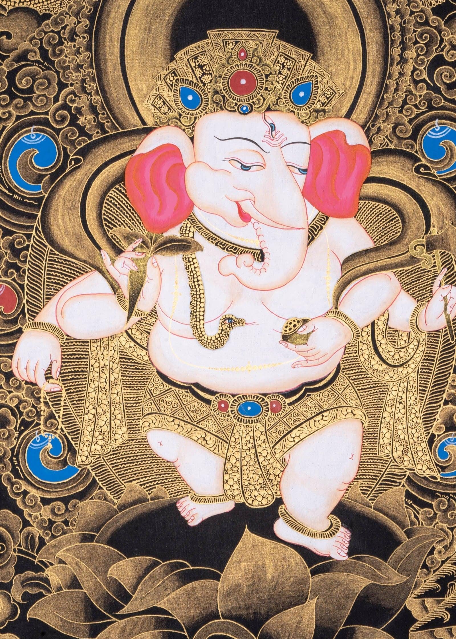 Handmade Shri Ganesh Thangka Painting