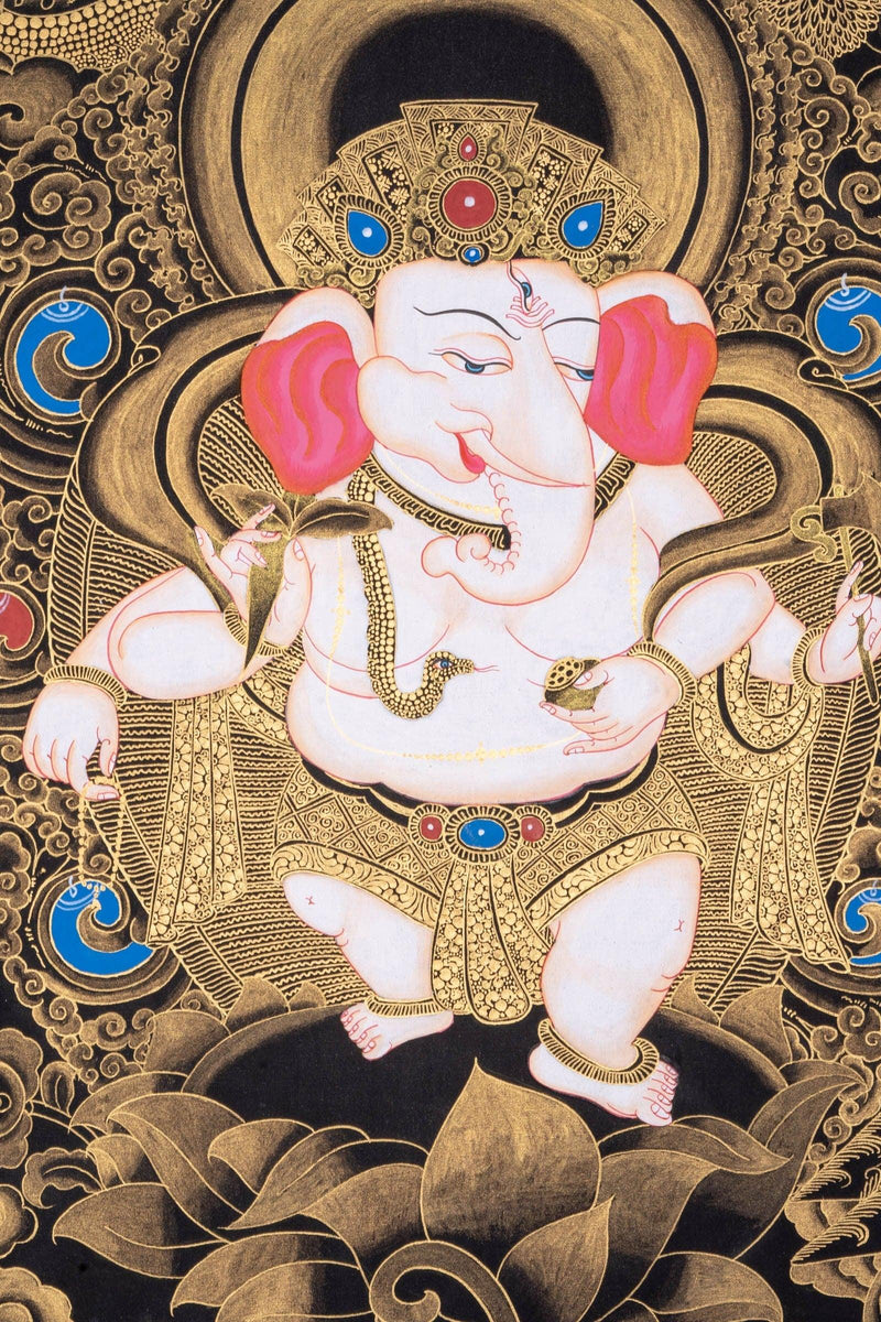 Handmade Shri Ganesh Thangka Painting