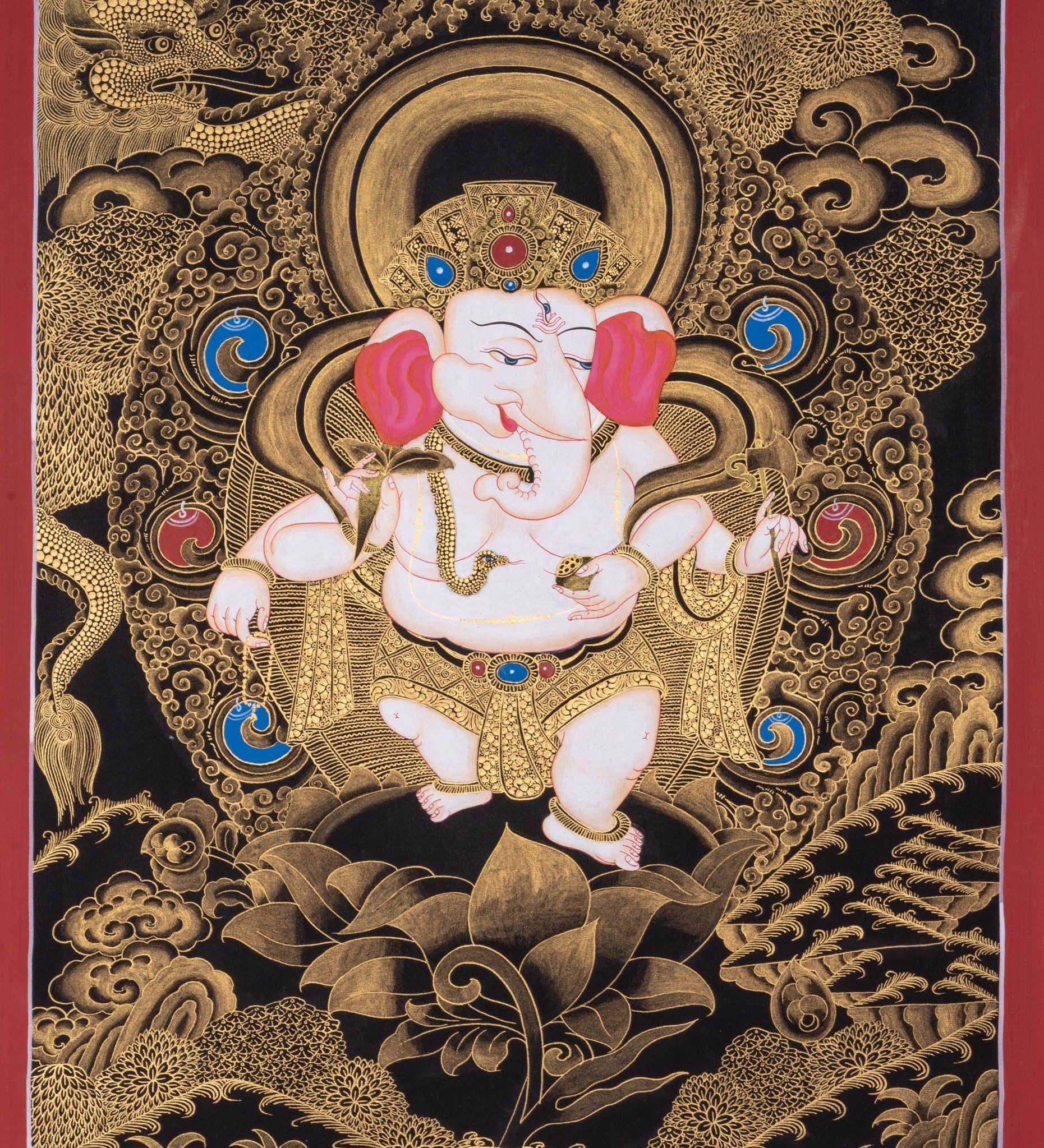 Handmade Shri Ganesh Thangka Painting