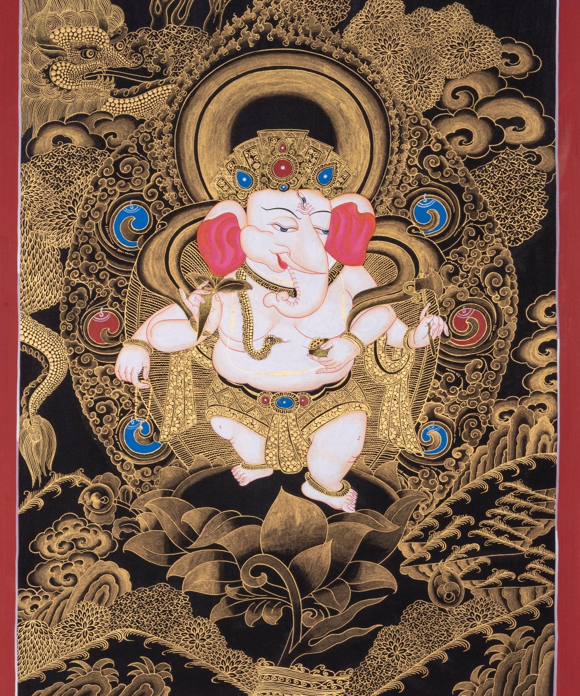 Handmade Shri Ganesh Thangka Painting