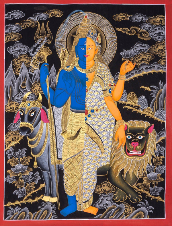 Lord Shiva & Parbati Thangka Painting