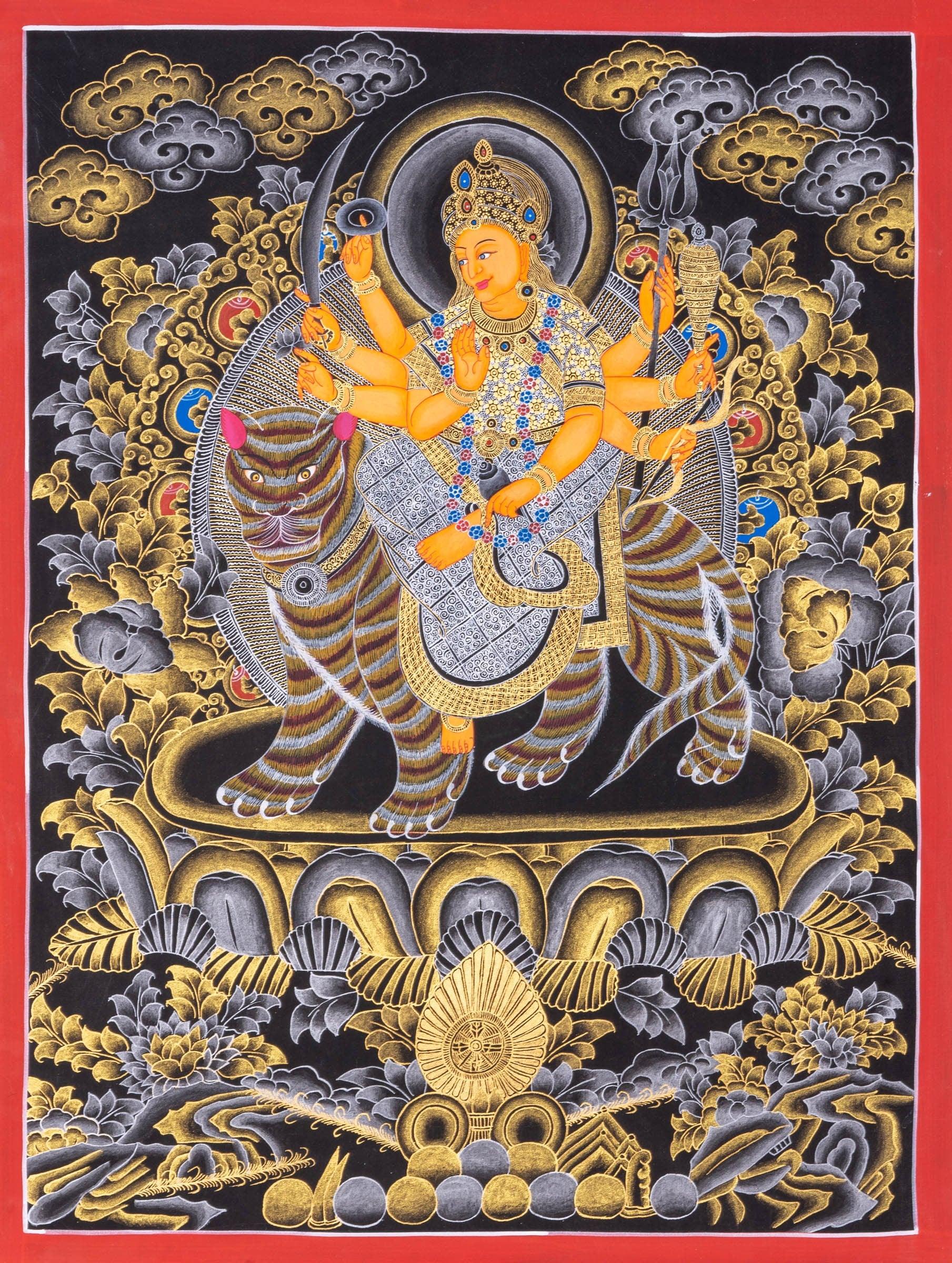 Thangka Painting of Durga Goddess