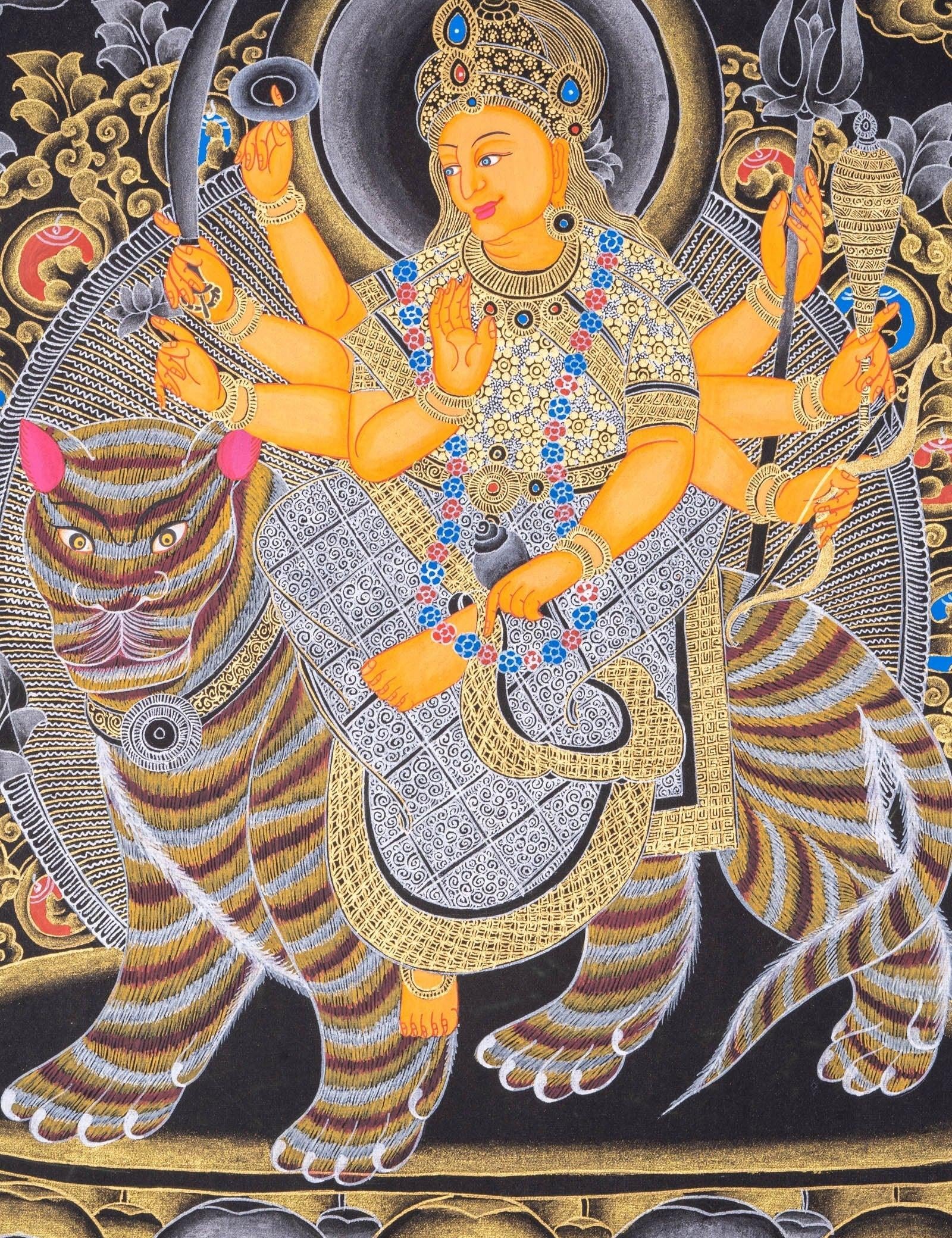 Thangka Painting of Durga Goddess