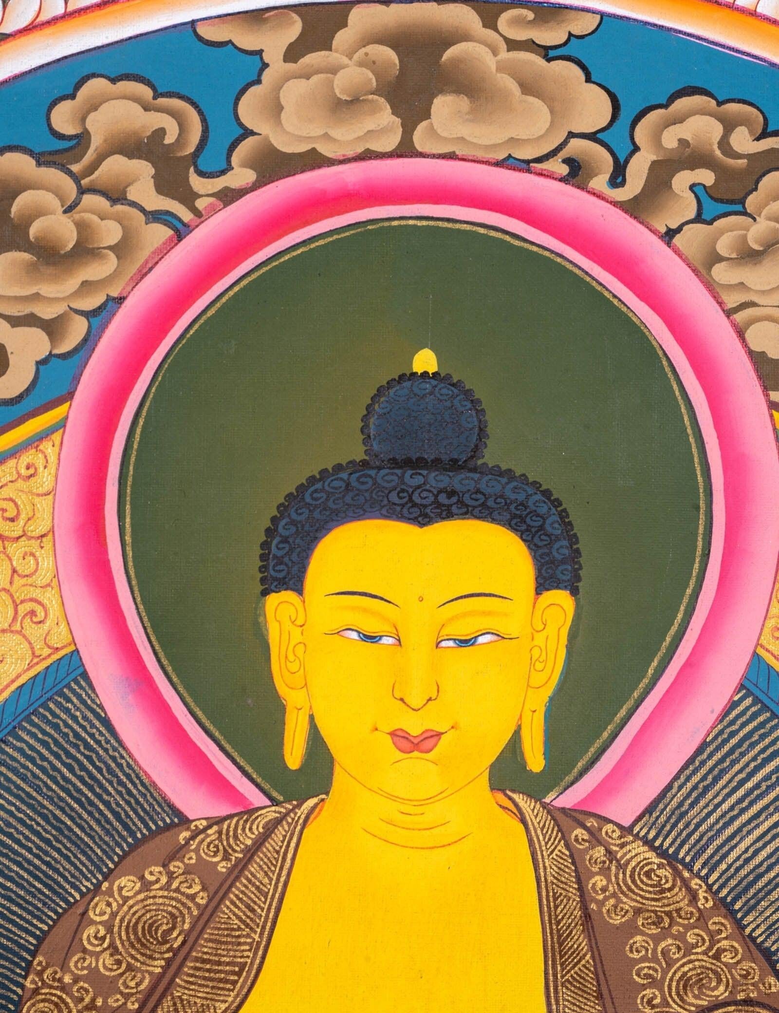 Thangka Painting of Shakyamuni Buddha with 35 Buddhas