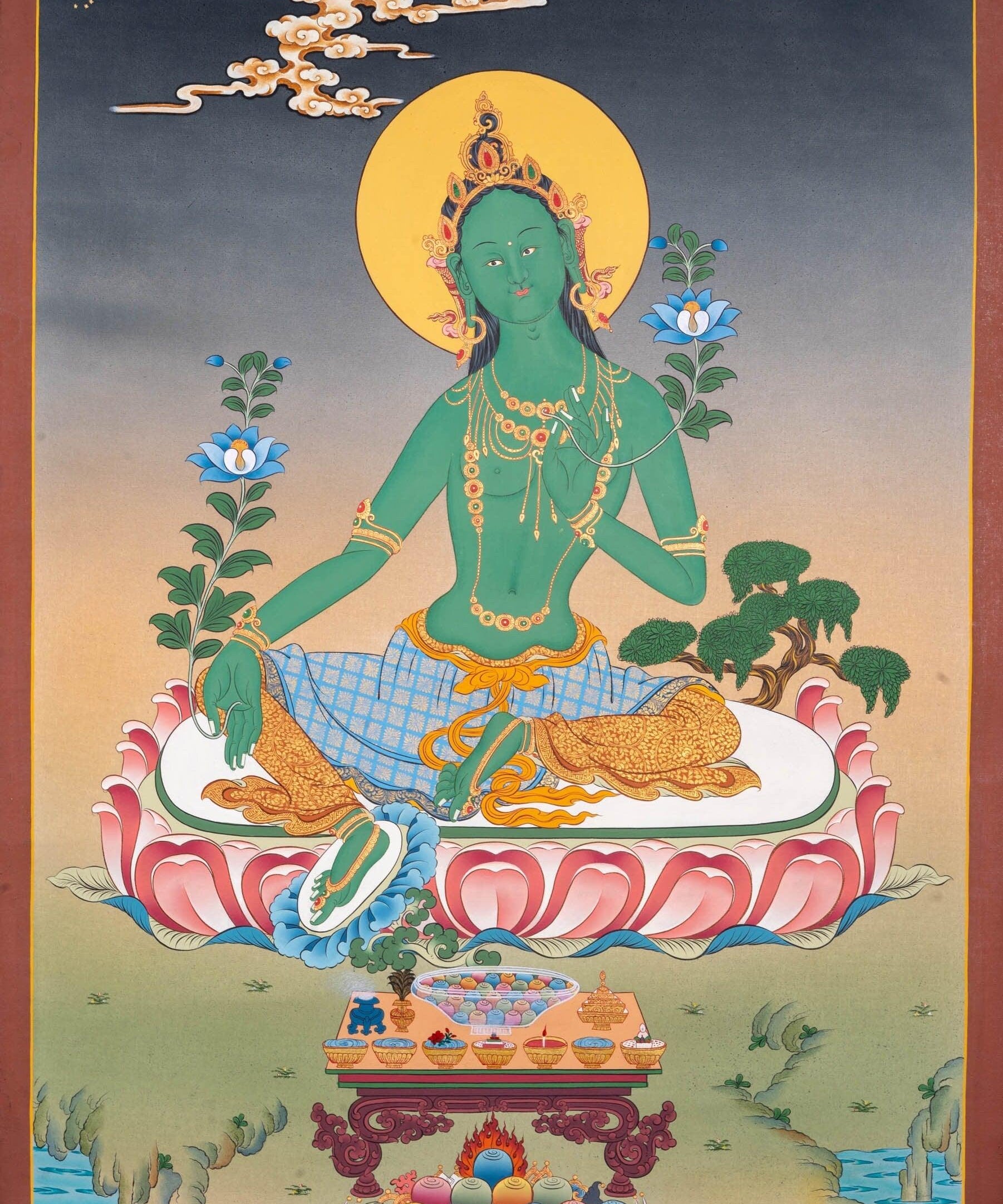 Thangka Painting of Green Tara