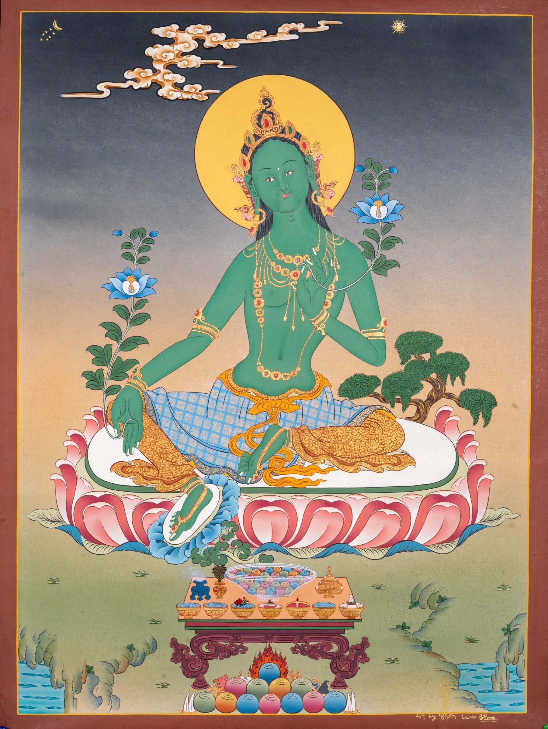 Thangka Painting of Green Tara