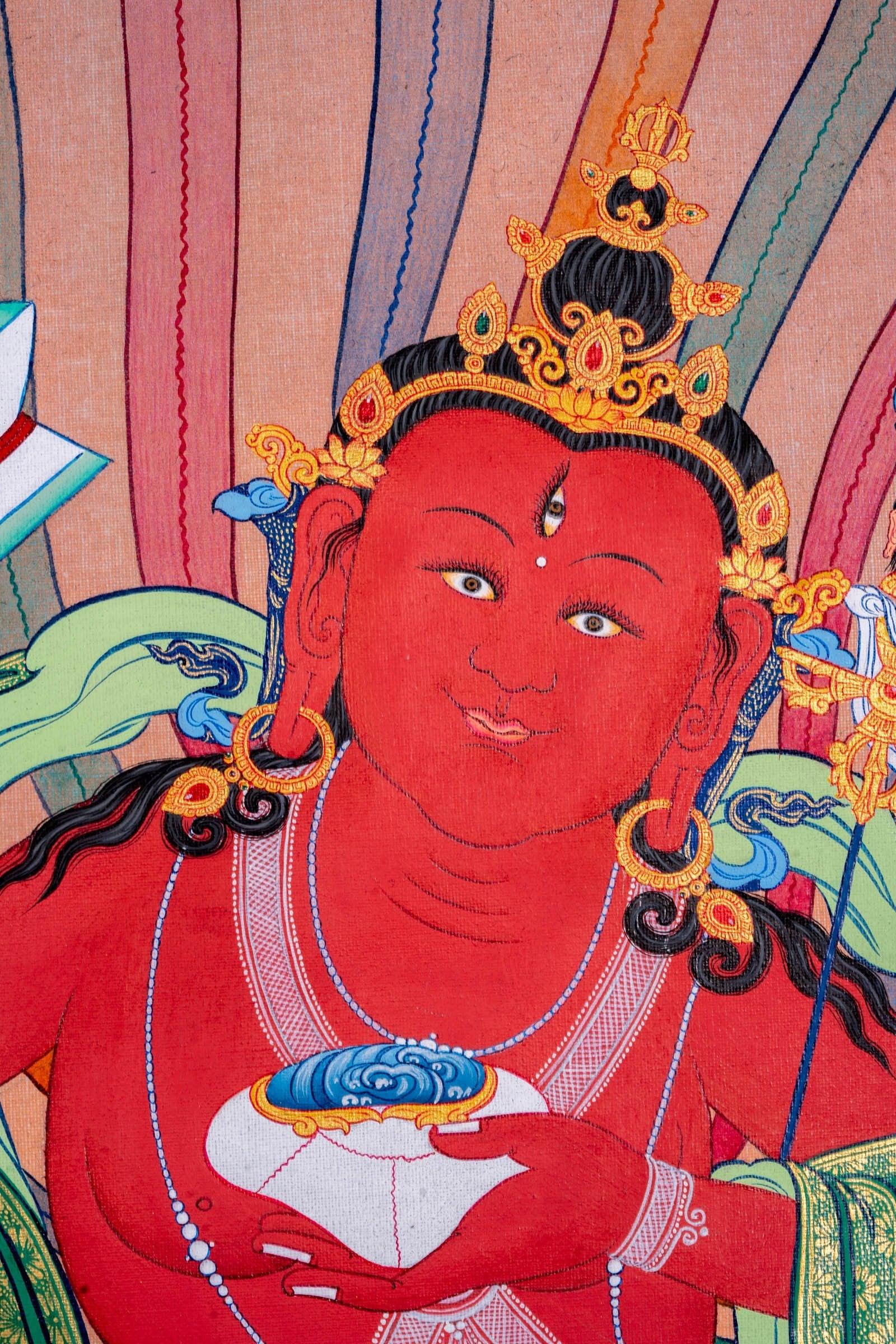 Red Guru Thangka Painting - Himalayas Shop