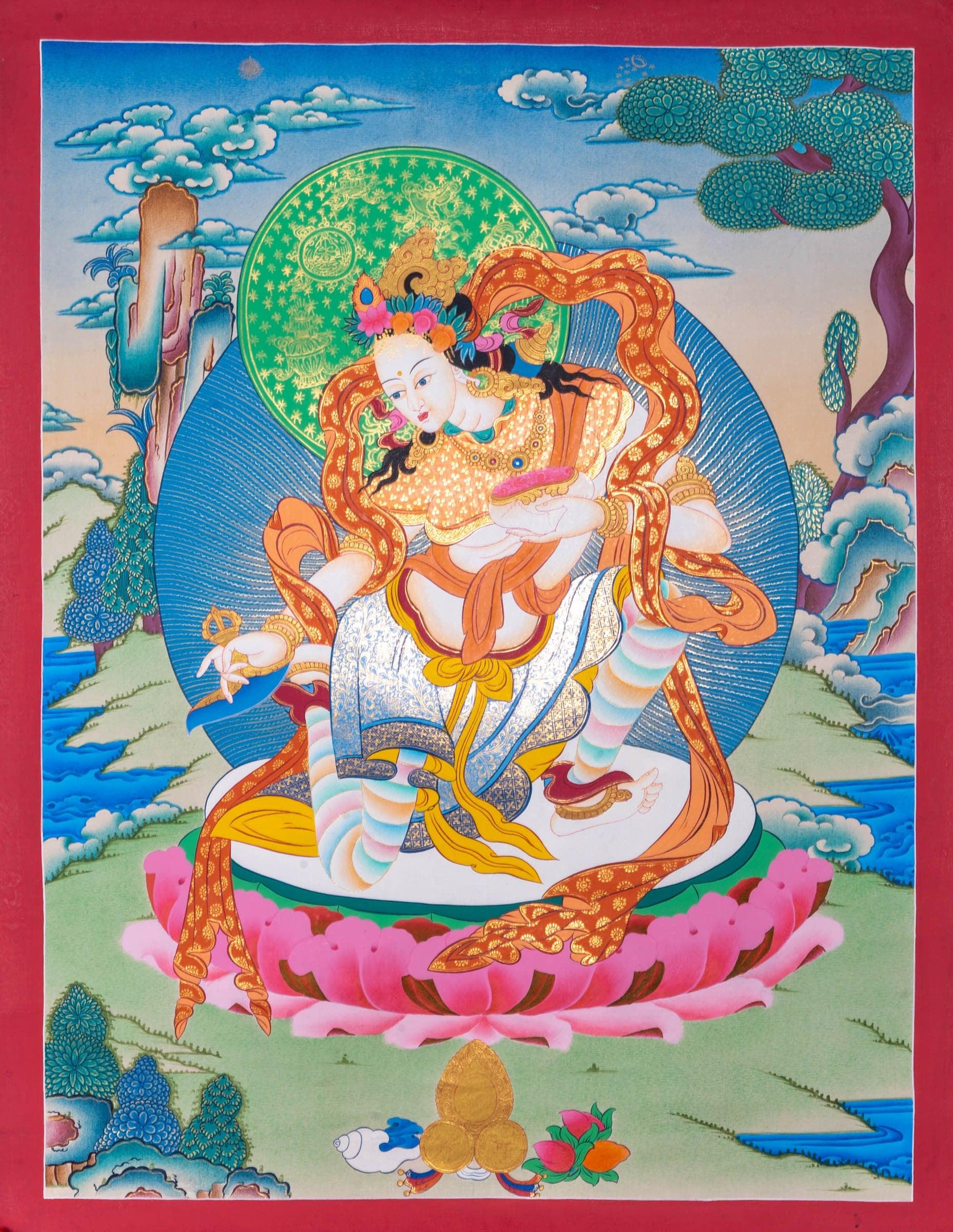 Vajrasattva Shakti Thangka Painting - HimalayasShop