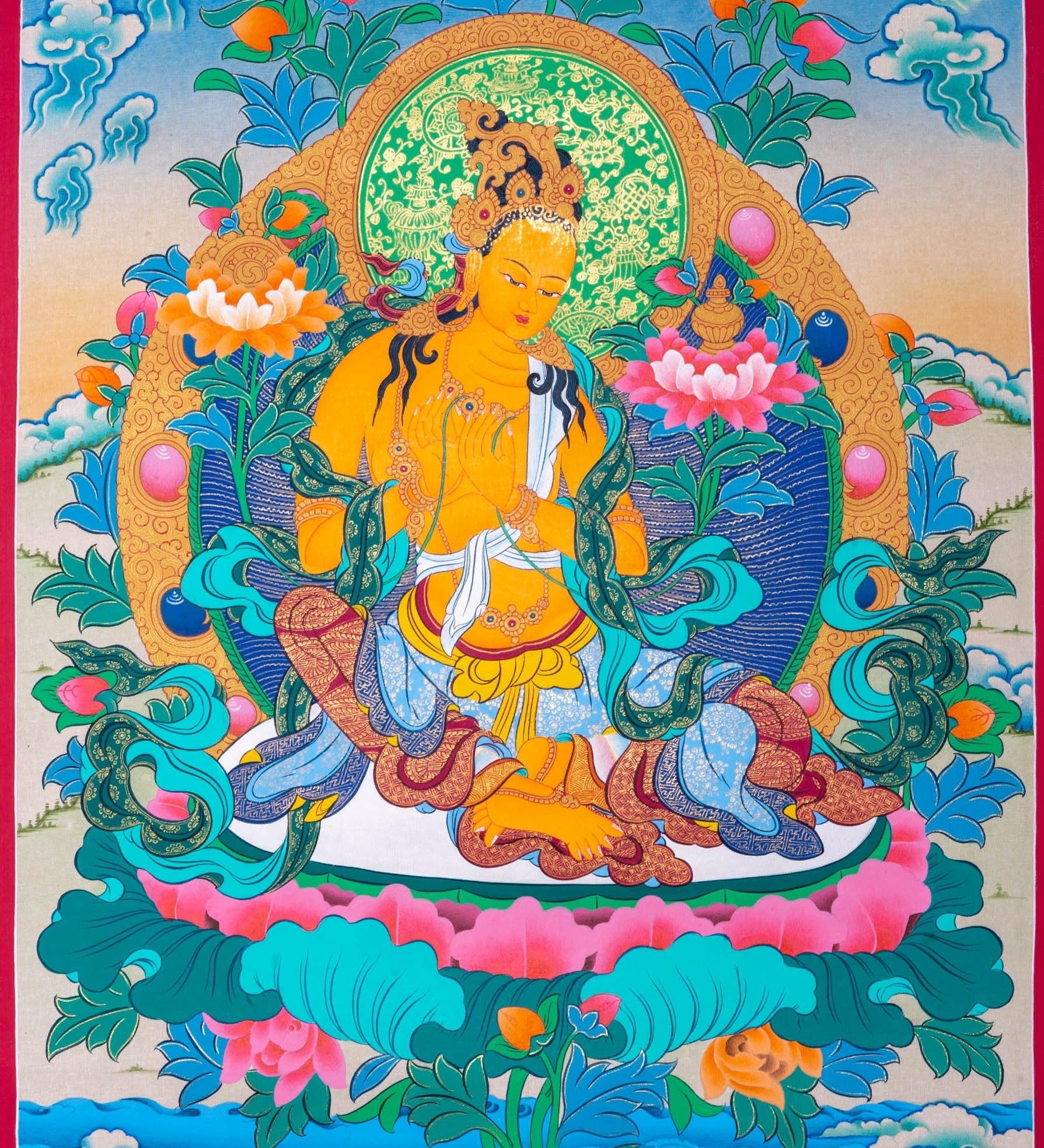 Vajrasattva Shakti Thangka Painting - HimalayasShop