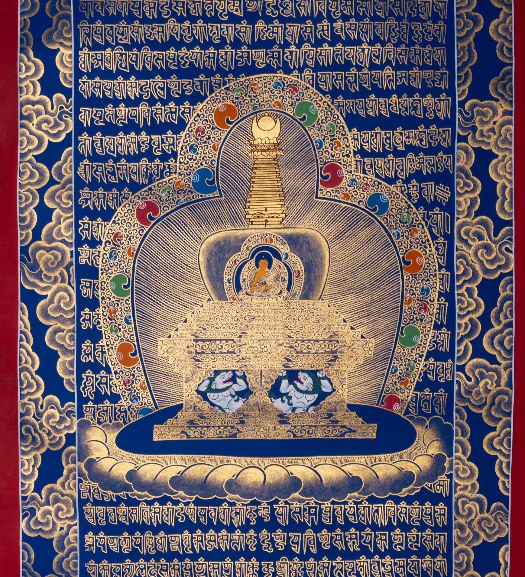 Stupa Mandala Thangka Painting with Shakyamuni Buddha - Himalayas Shop