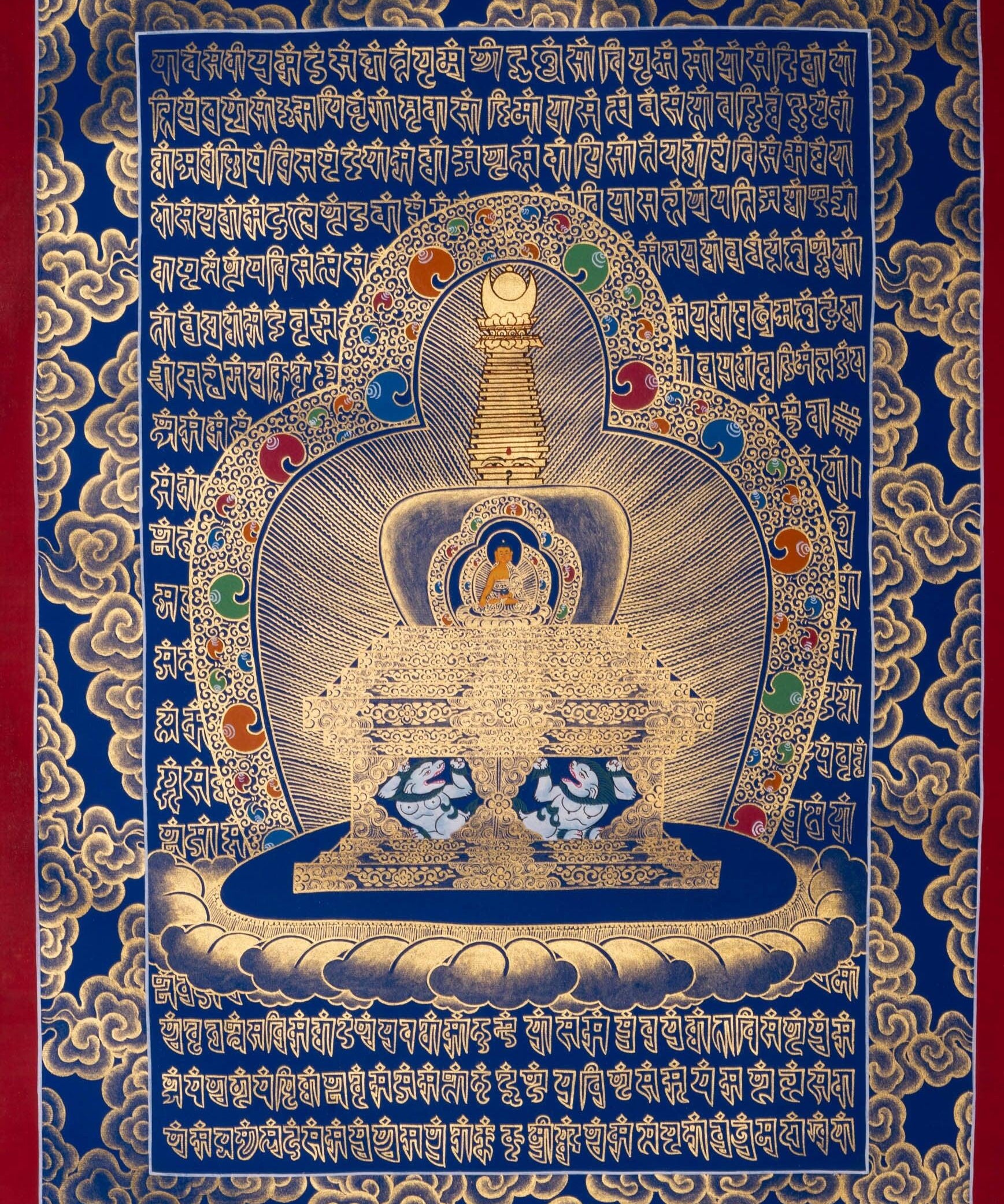 Stupa Mandala Thangka Painting with Shakyamuni Buddha - Himalayas Shop