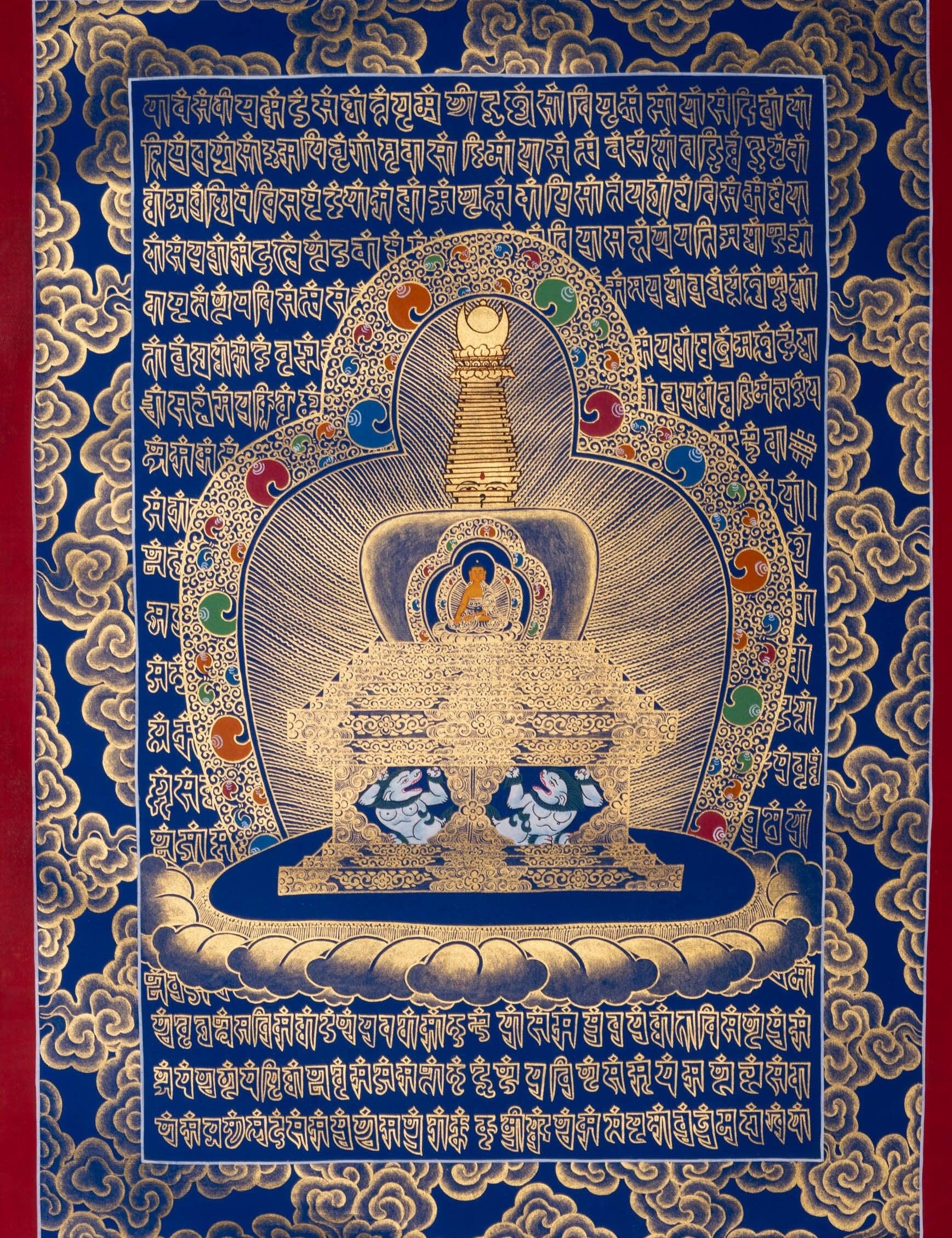 Stupa Mandala Thangka Painting with Shakyamuni Buddha - Himalayas Shop